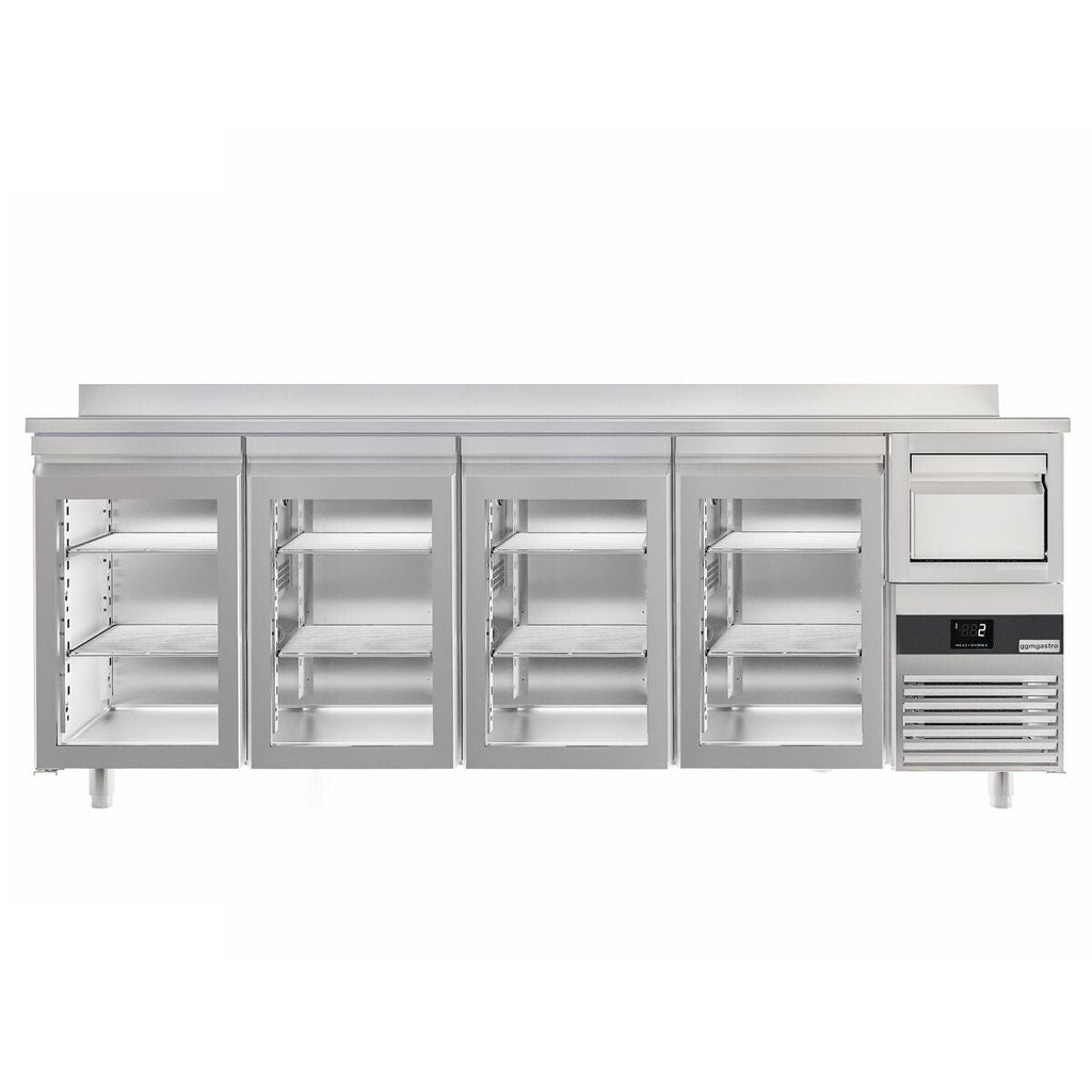 Bar type & soft drink refrigerator PremIum- 2690x600mm - 4 glass doors, back & telve bucket