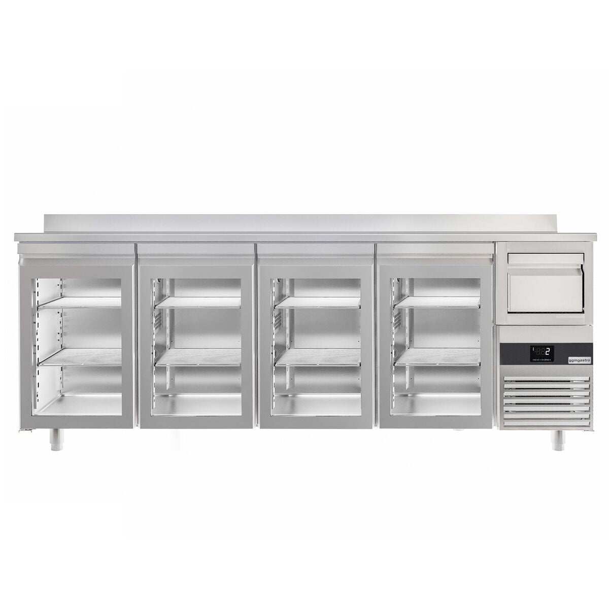 Bar type & soft drink refrigerator PremIum- 2690x600mm - 4 glass doors, back & telve bucket