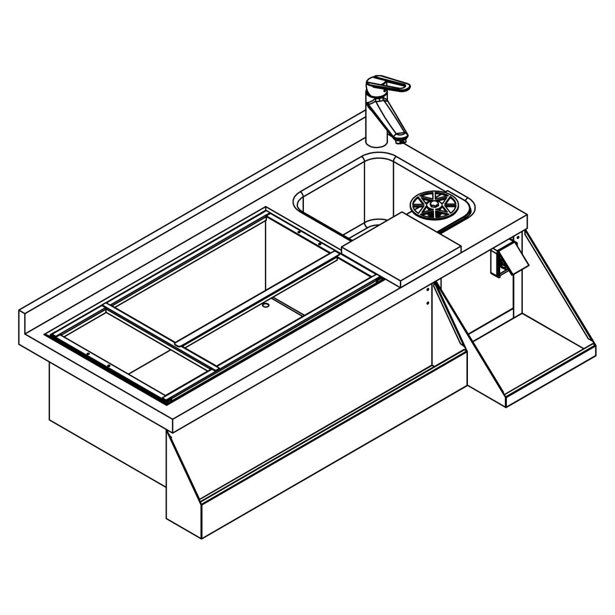 Bar type & soft drink refrigerator - 1200x600mm - 150 liters - 2 drawers 1/1 & shelf