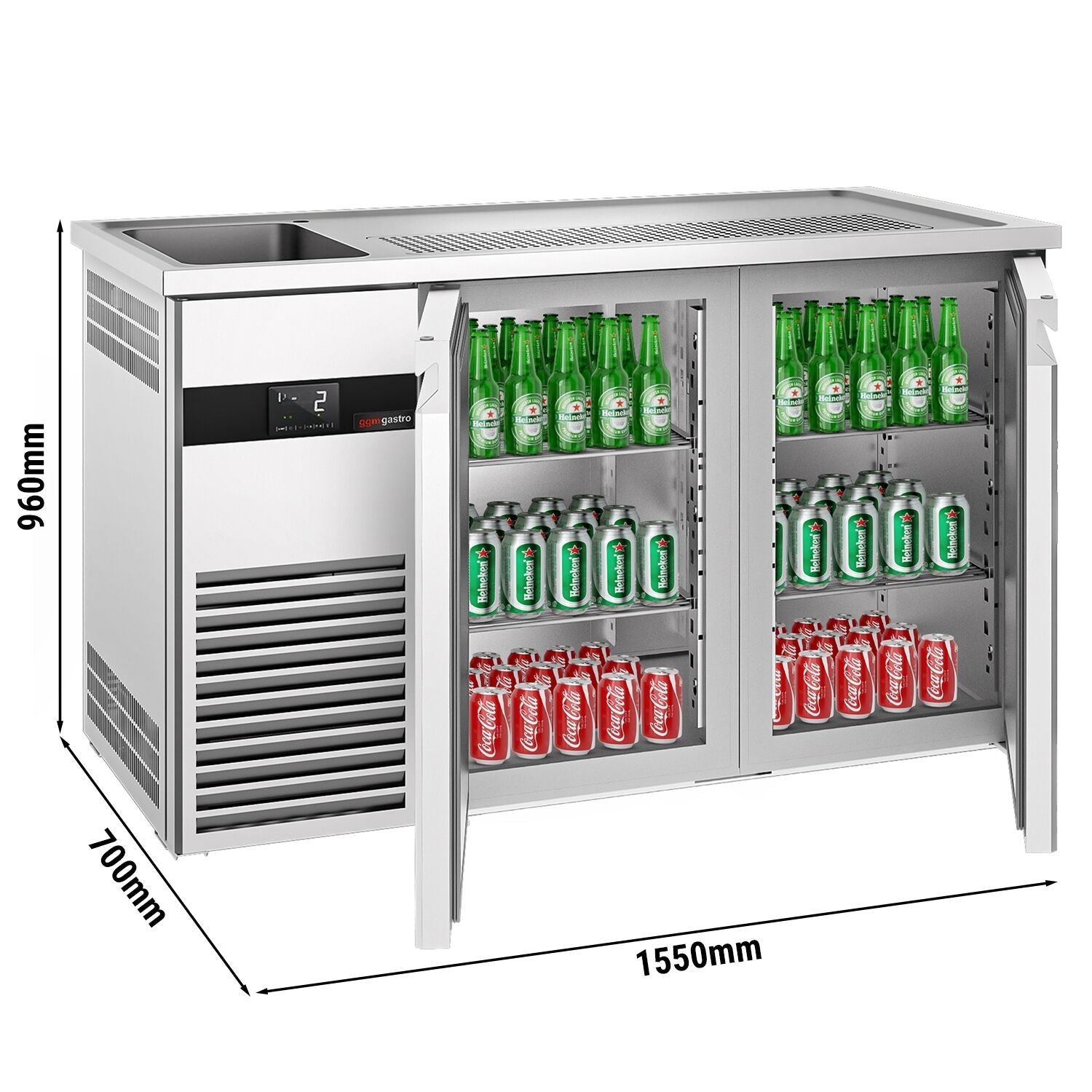 Beer counter premıum - 1550x700mm - 2 doors