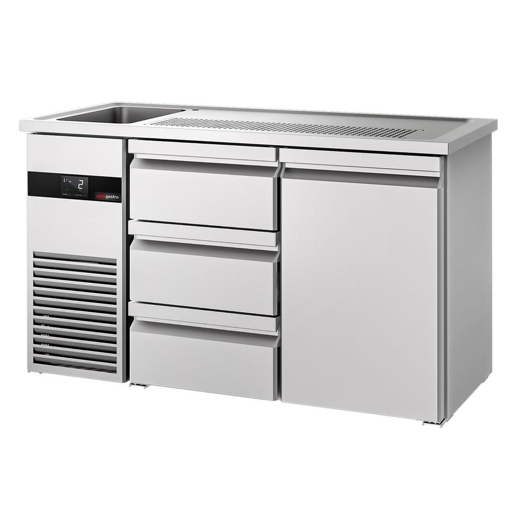Beer counter premıum - 1550x700mm - 1 door and 3 drawers