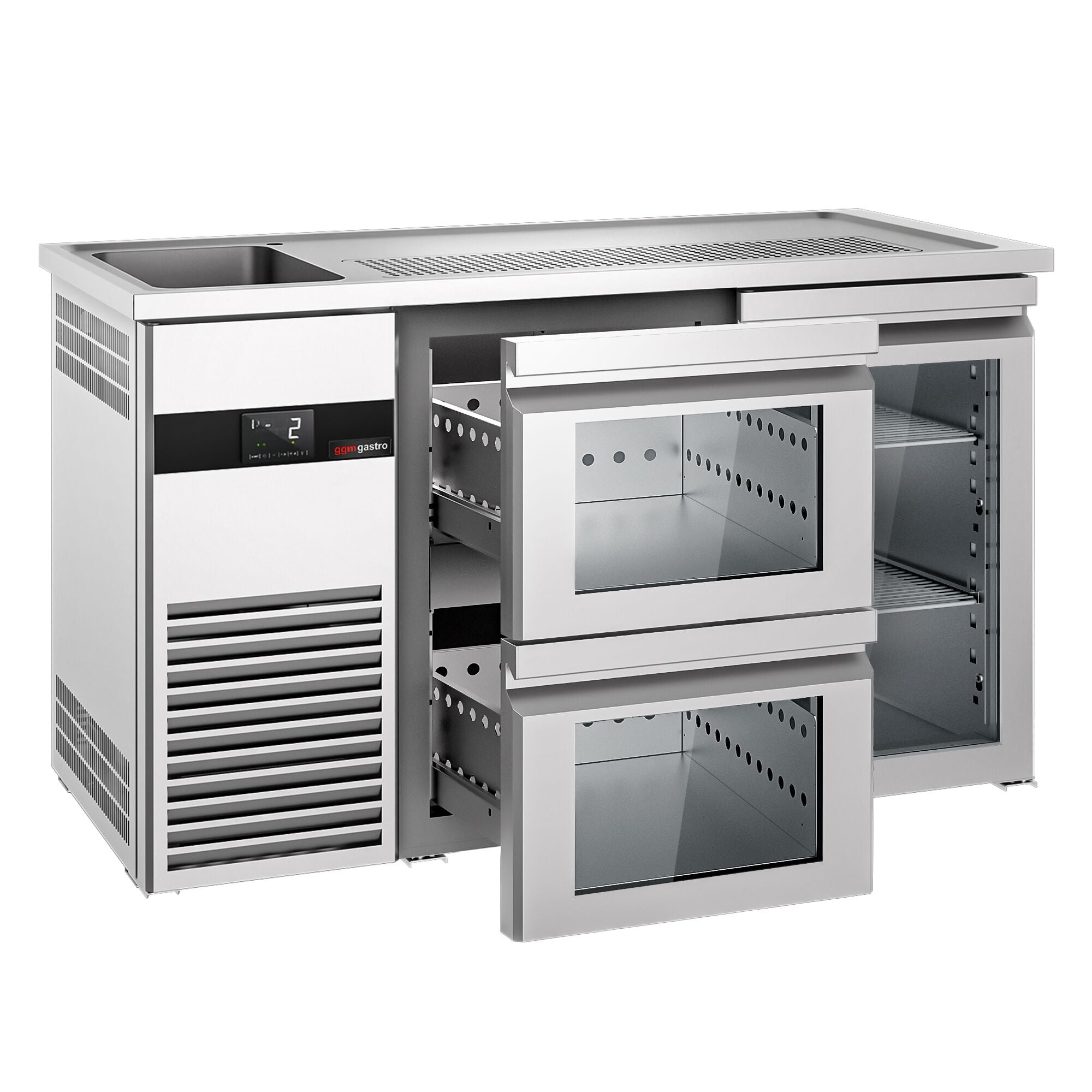 Beer counter premıum - 1550x700mm - 1 glass door and 2 glass drawers