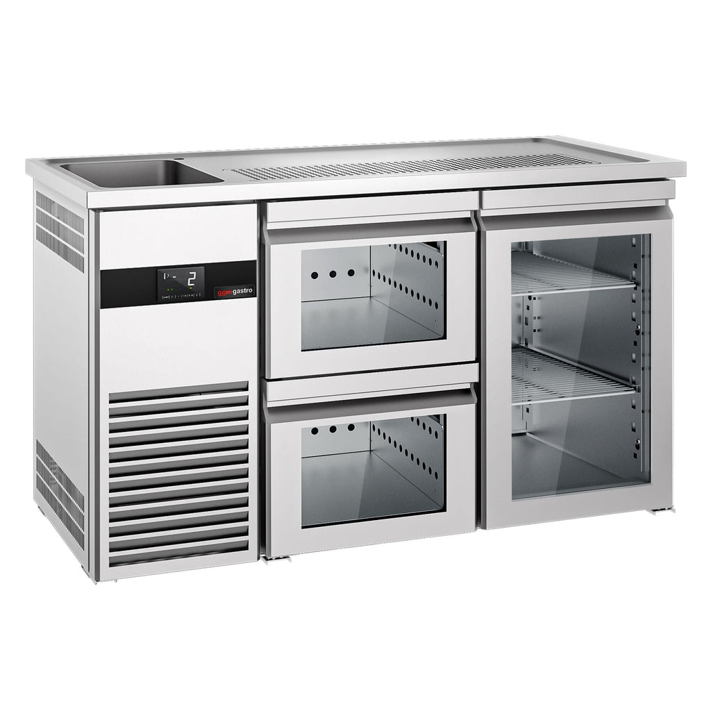 Beer counter premıum - 1550x700mm - 1 glass door and 2 glass drawers