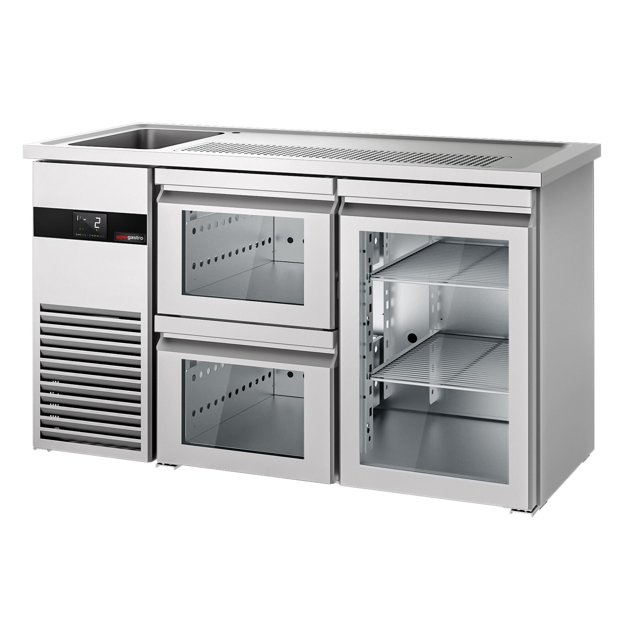 Beer counter premıum - 1550x700mm - 1 glass door and 2 glass drawers