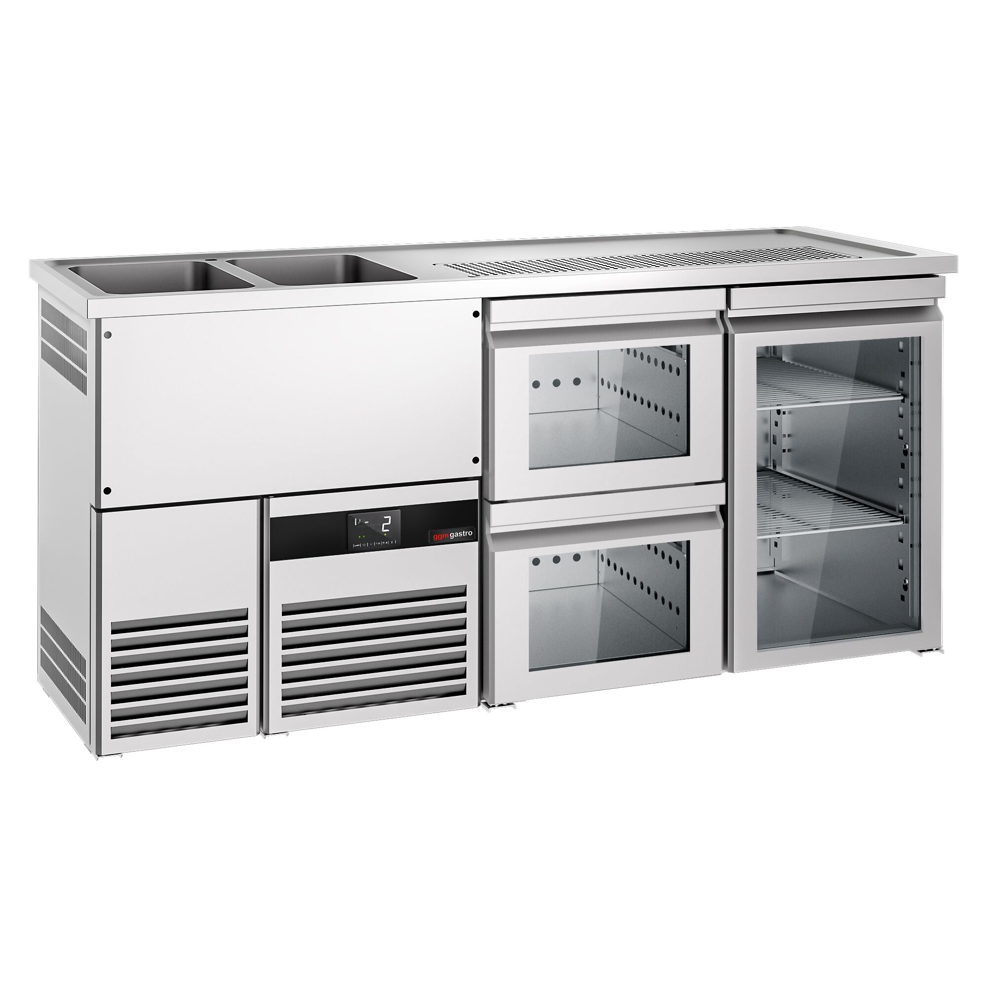 Beer counter premıum - 1950x700mm- 1 glass door & 2 glass drawer