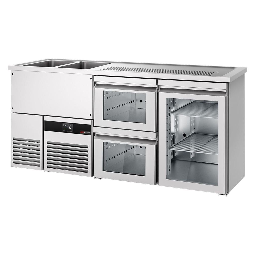 Beer counter premıum - 1950x700mm- 1 glass door & 2 glass drawer