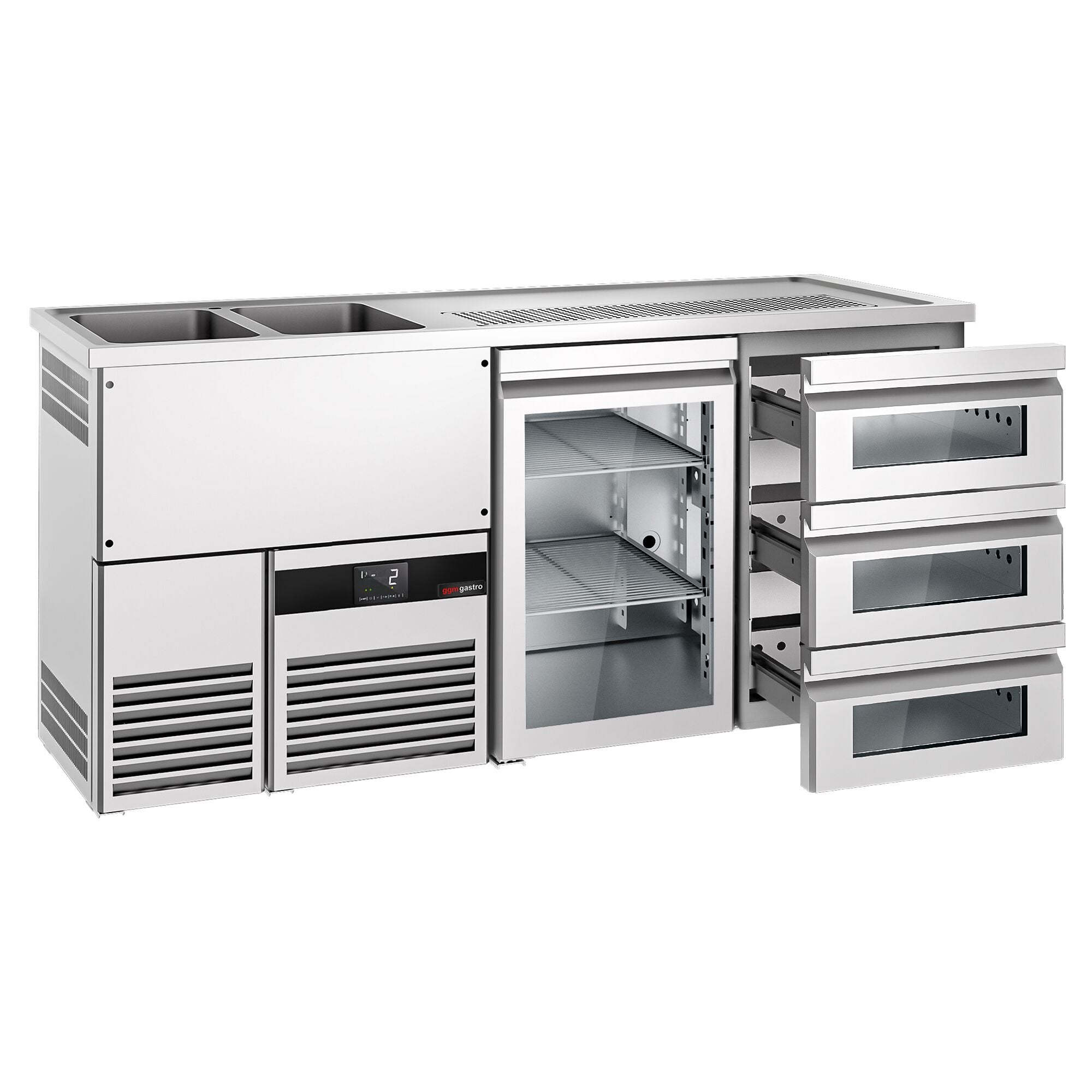 Beer counter premıum - 1950x700mm - 1 glass door and 3 glass drawers