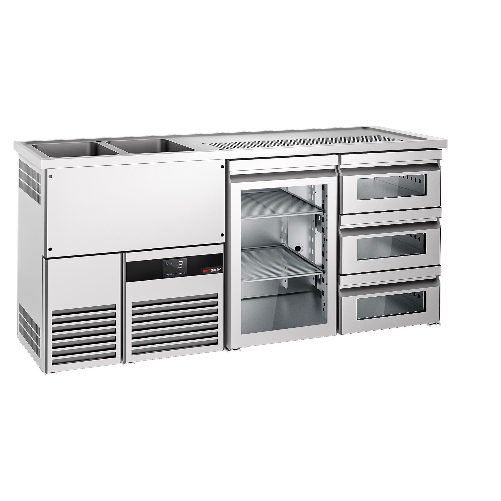 Beer counter premıum - 1950x700mm - 1 glass door and 3 glass drawers