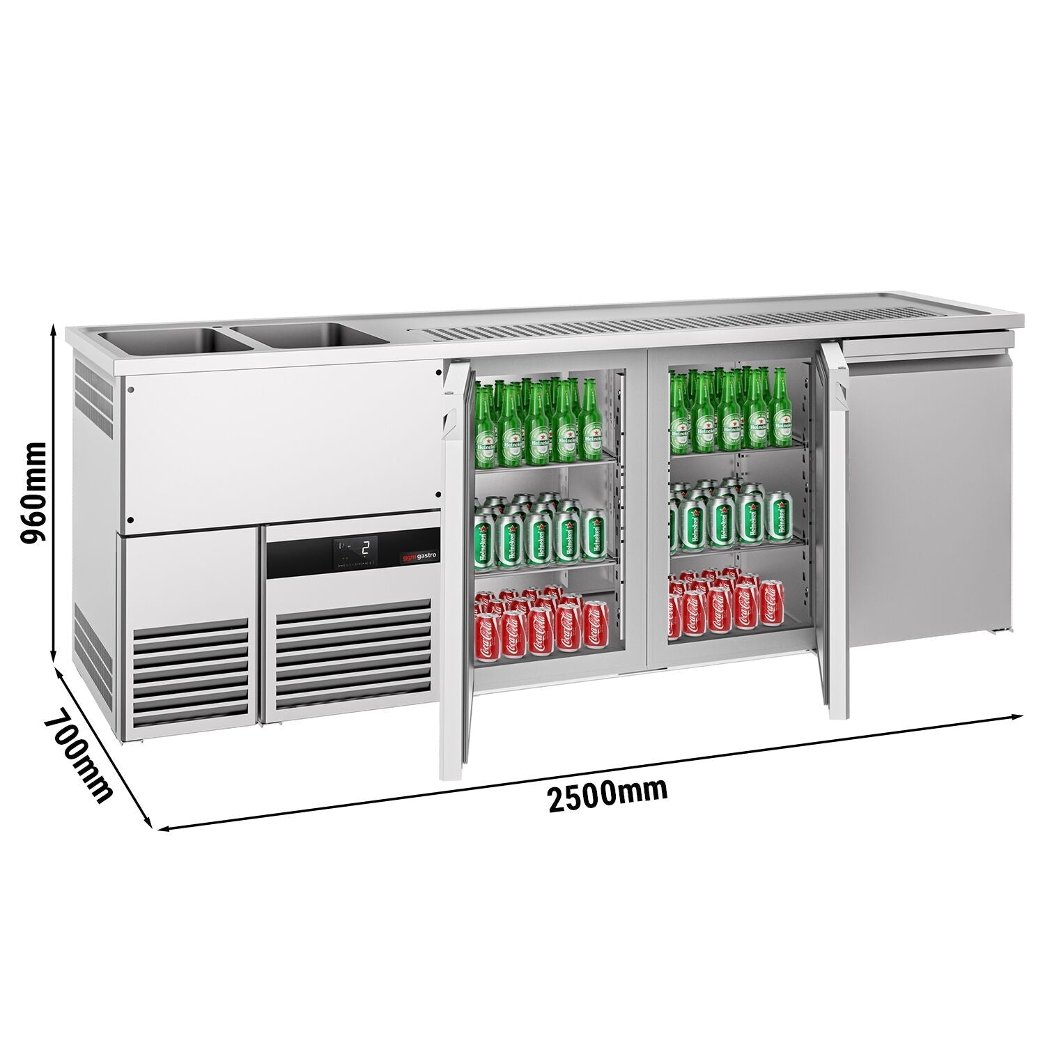 Beer counter premıum - 2500x700mm - 3 doors