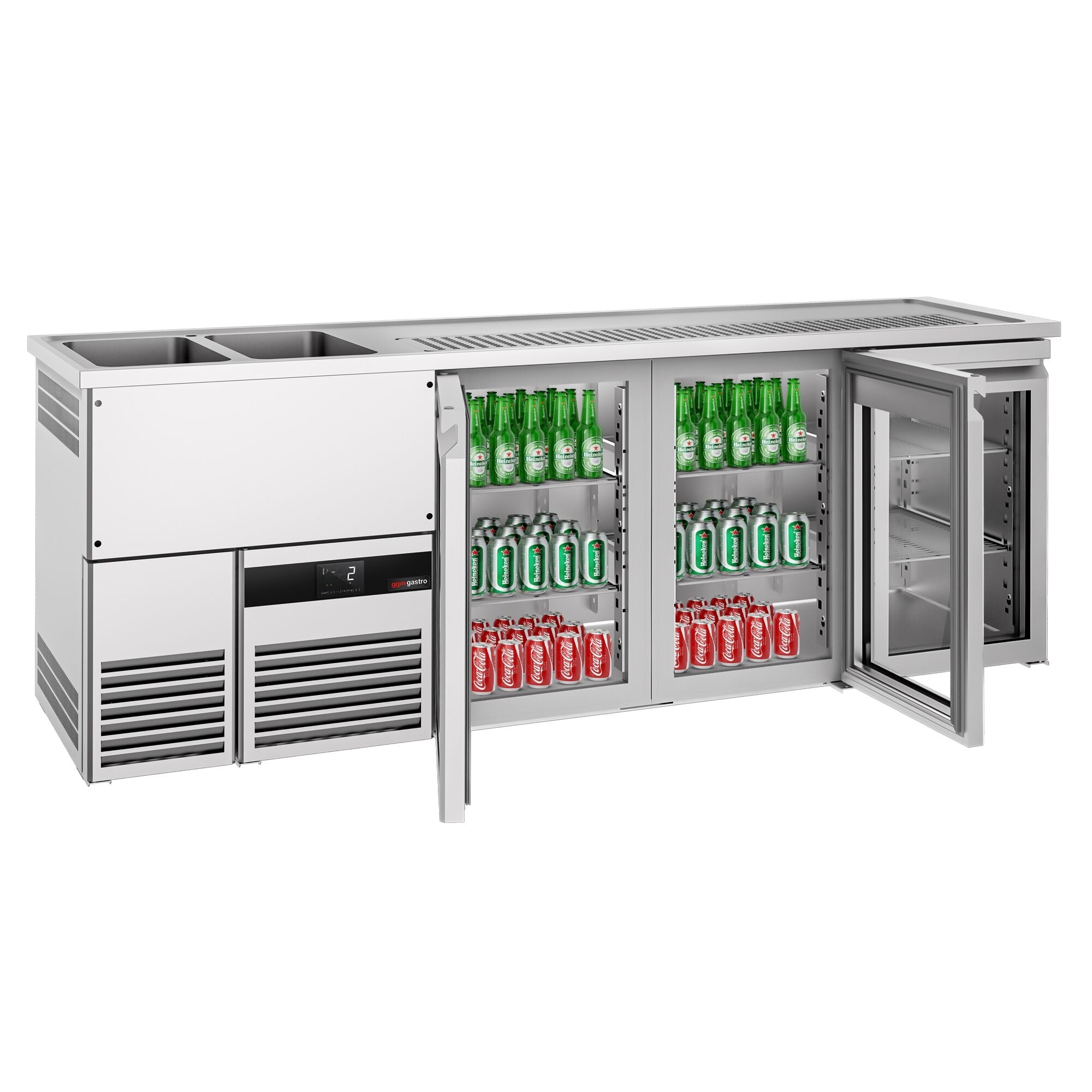 Beer counter premium - 2500x700mm- 3 glass doors