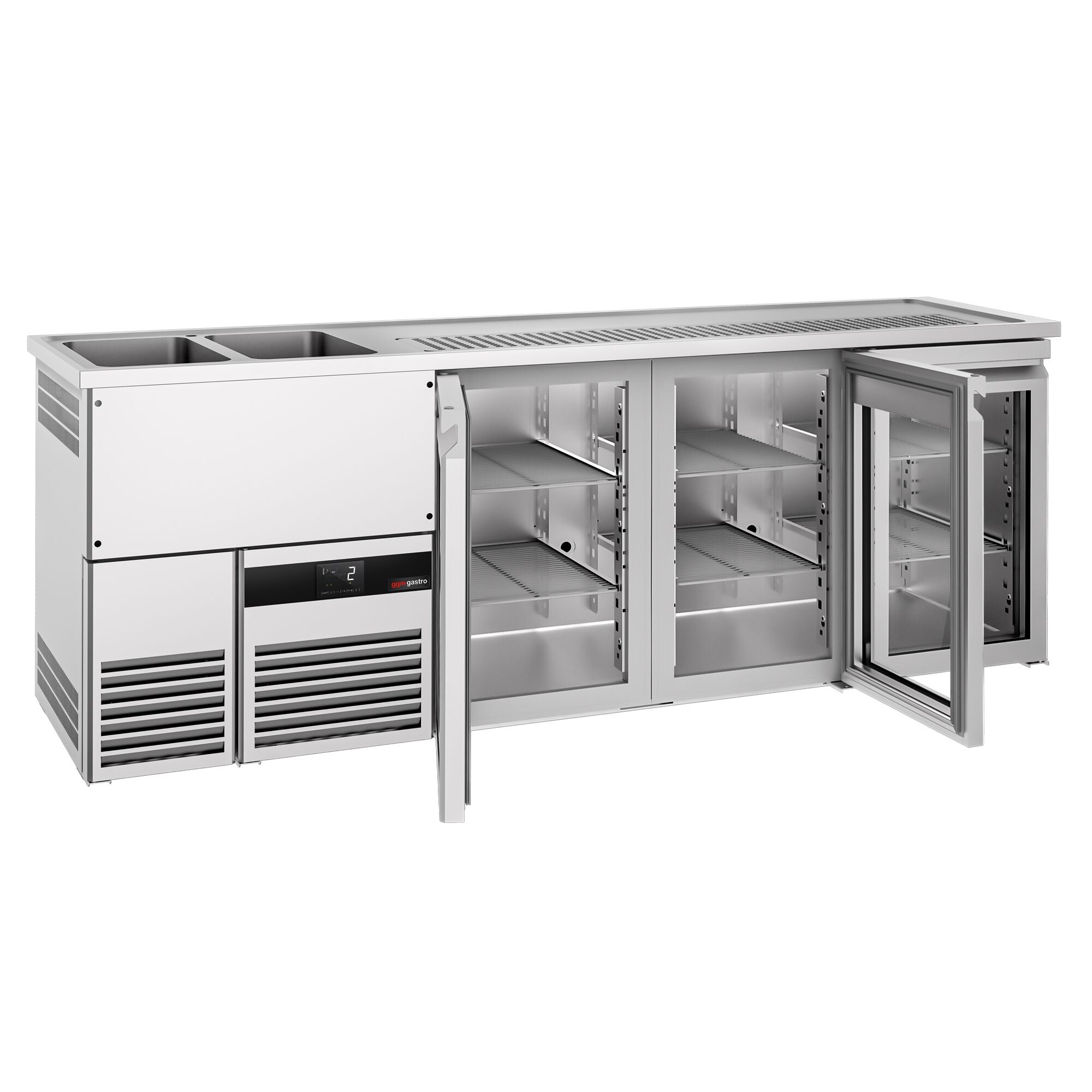 Beer counter premium - 2500x700mm- 3 glass doors