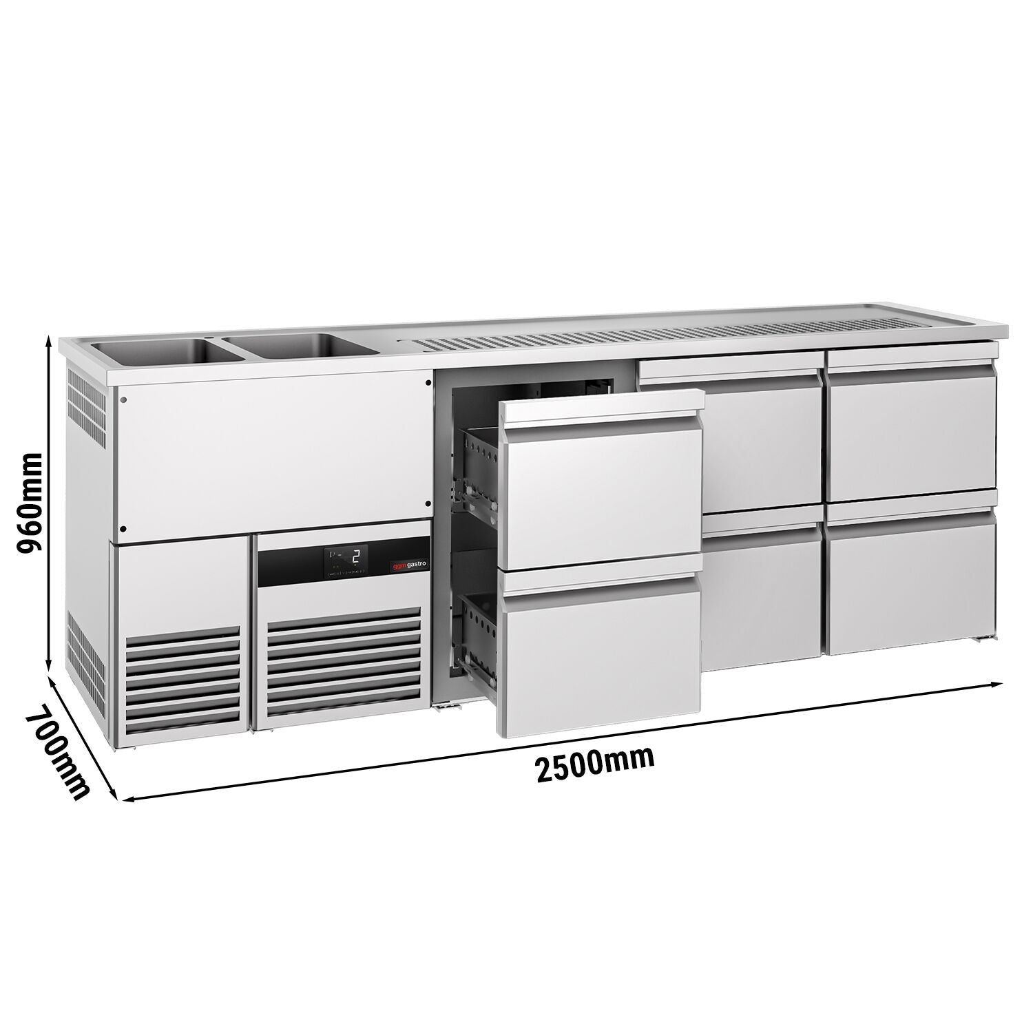 Beer counter premıum - 2500x700mm - 6 drawers