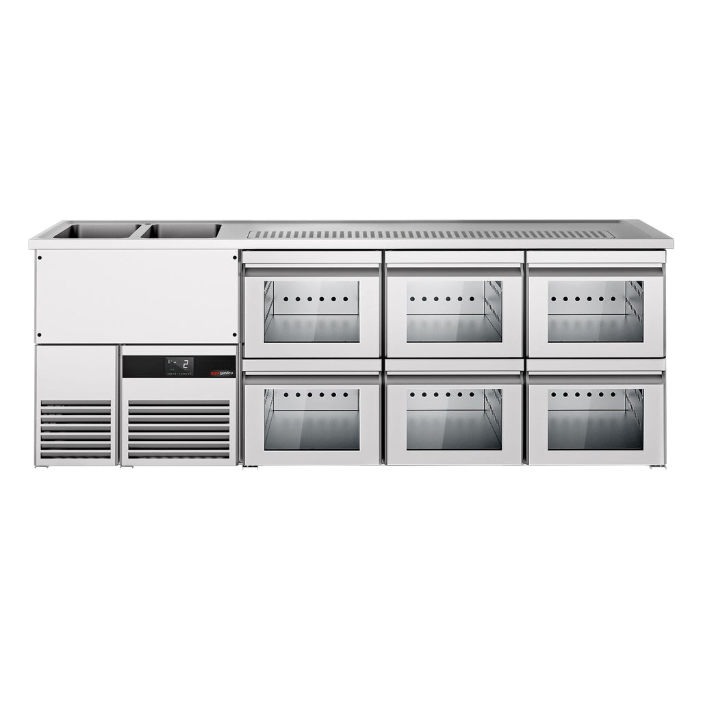 Beer counter premium - 2500x700mm - 6 glass drawers