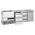 Beer counter premium - 2500x700mm - 1 door & 6 drawers