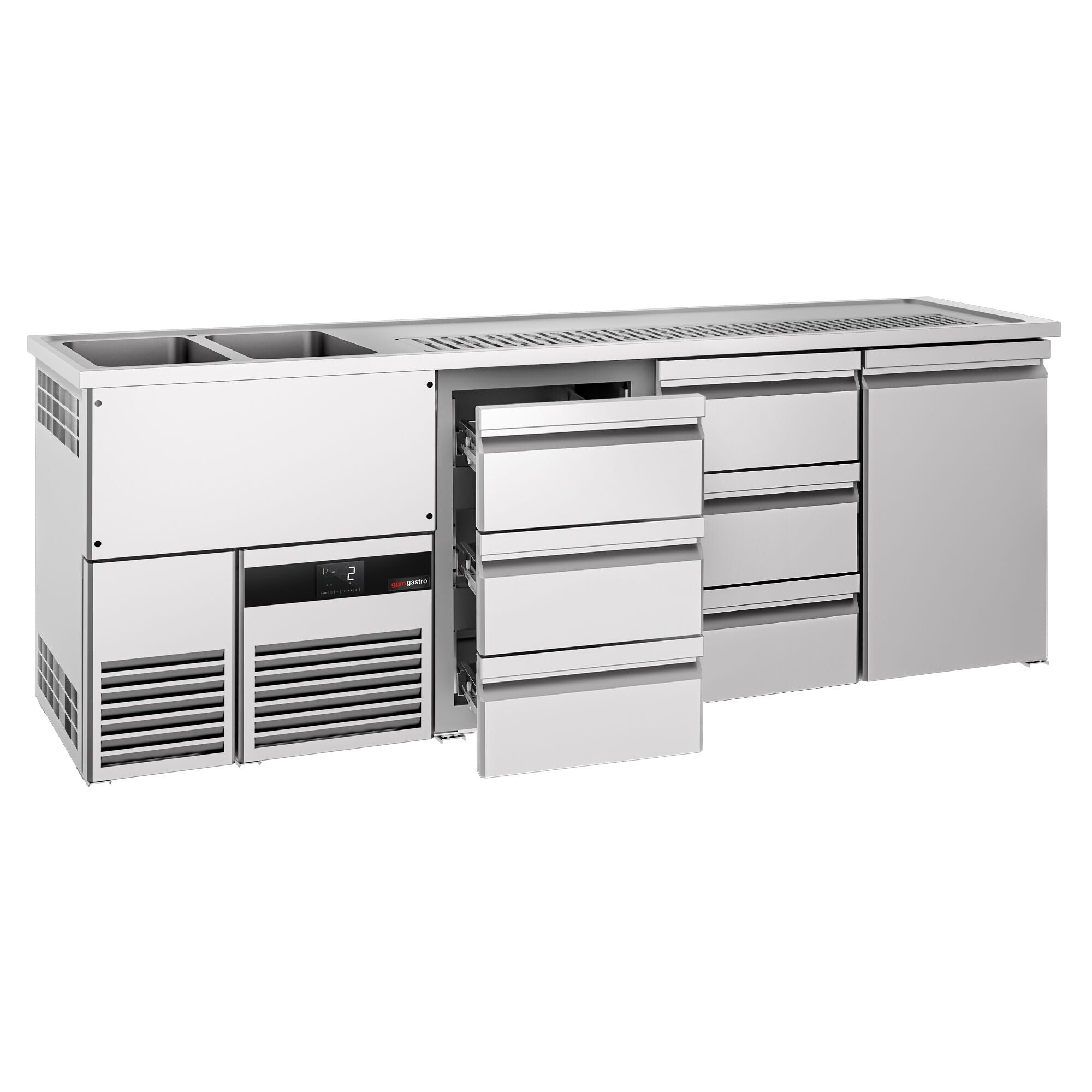 Beer counter premium - 2500x700mm - 1 door & 6 drawers