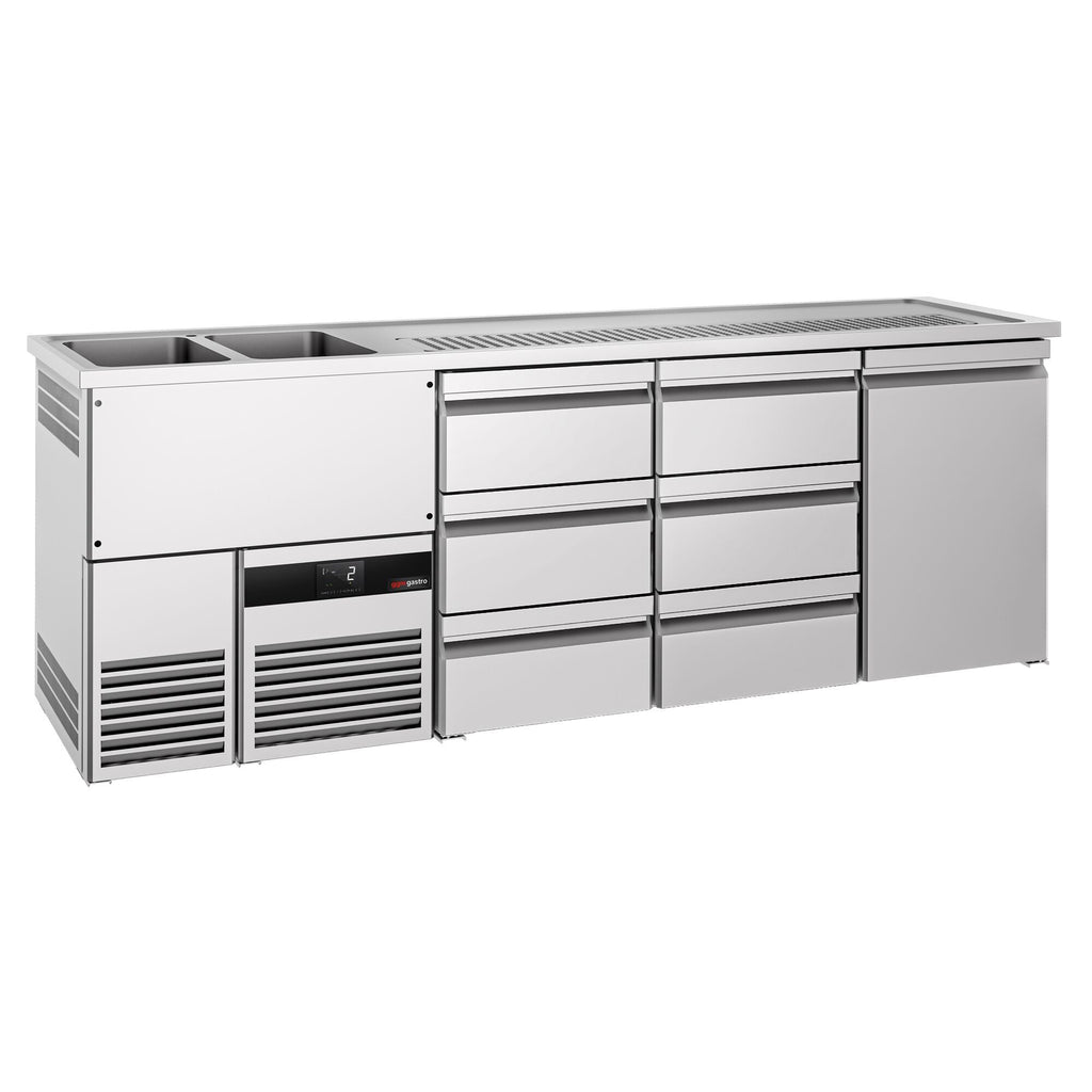 Beer counter premium - 2500x700mm - 1 door & 6 drawers