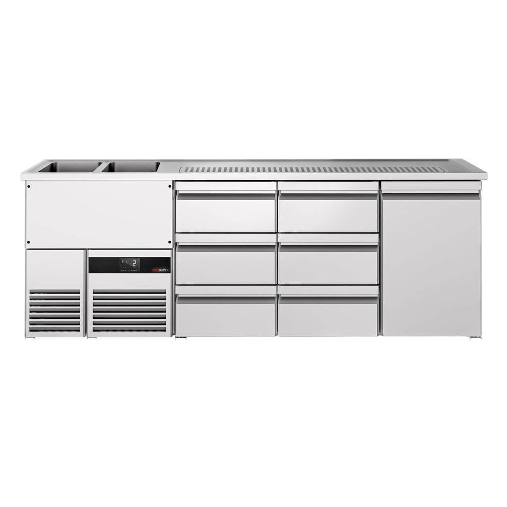 Beer counter premium - 2500x700mm - 1 door & 6 drawers