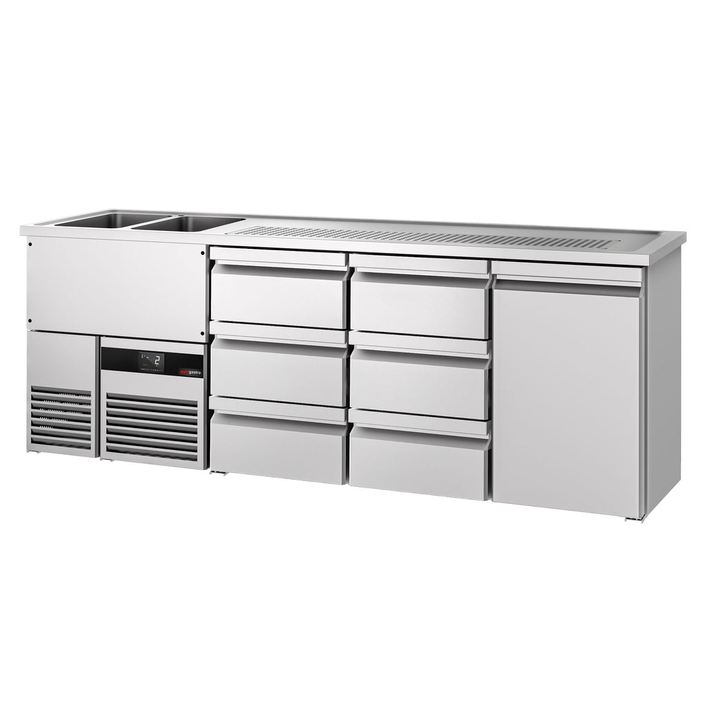 Beer counter premium - 2500x700mm - 1 door & 6 drawers