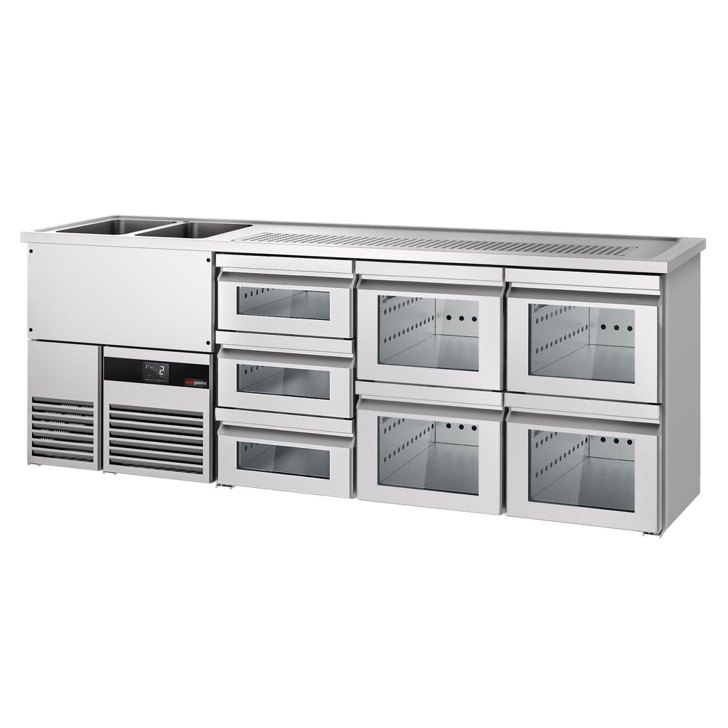 Beer counter premıum - 2500x700mm - 7 glass drawer