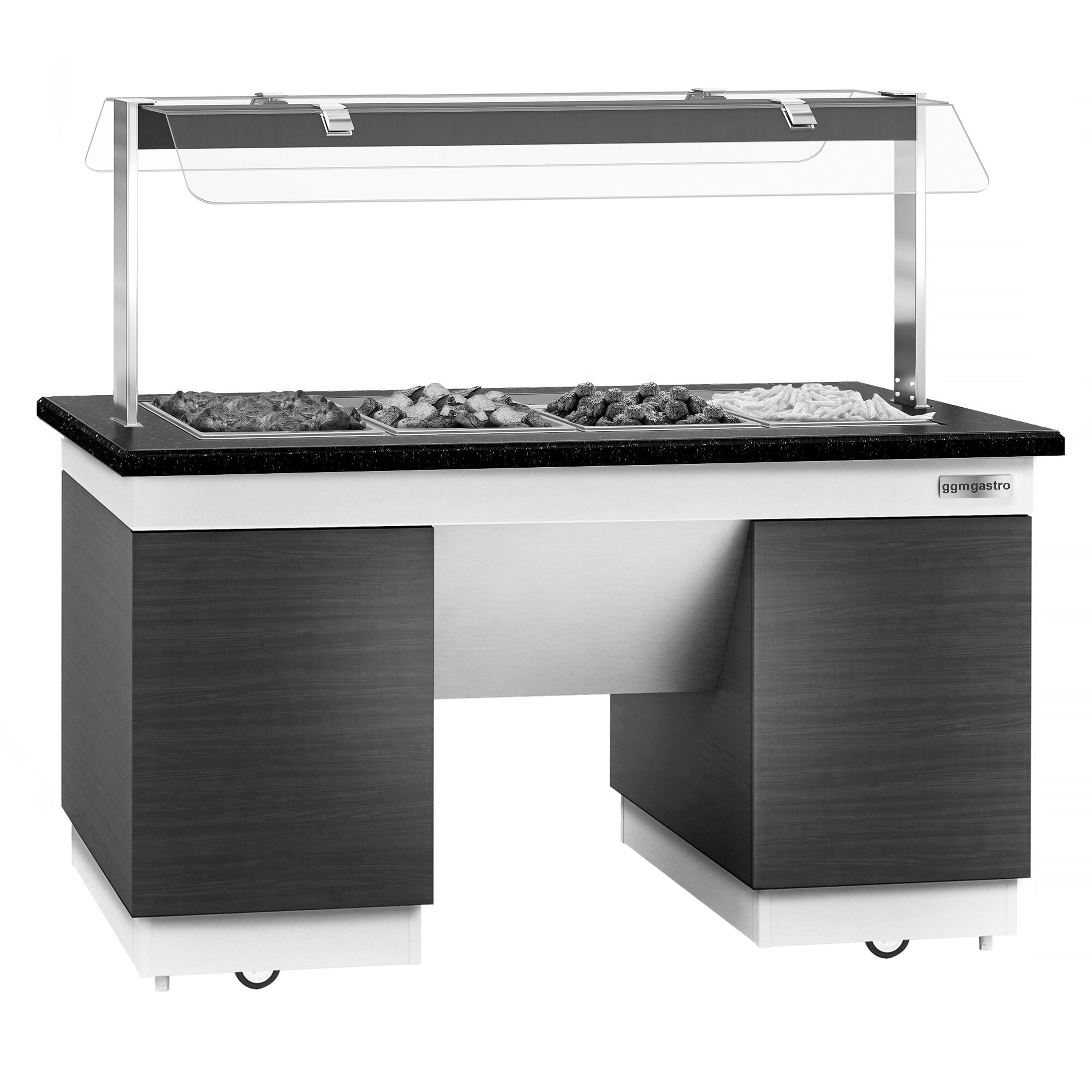 Hot Open Buffet counter dublin - 1600mm- Benmarili & wheel - for 4x GN 1/1