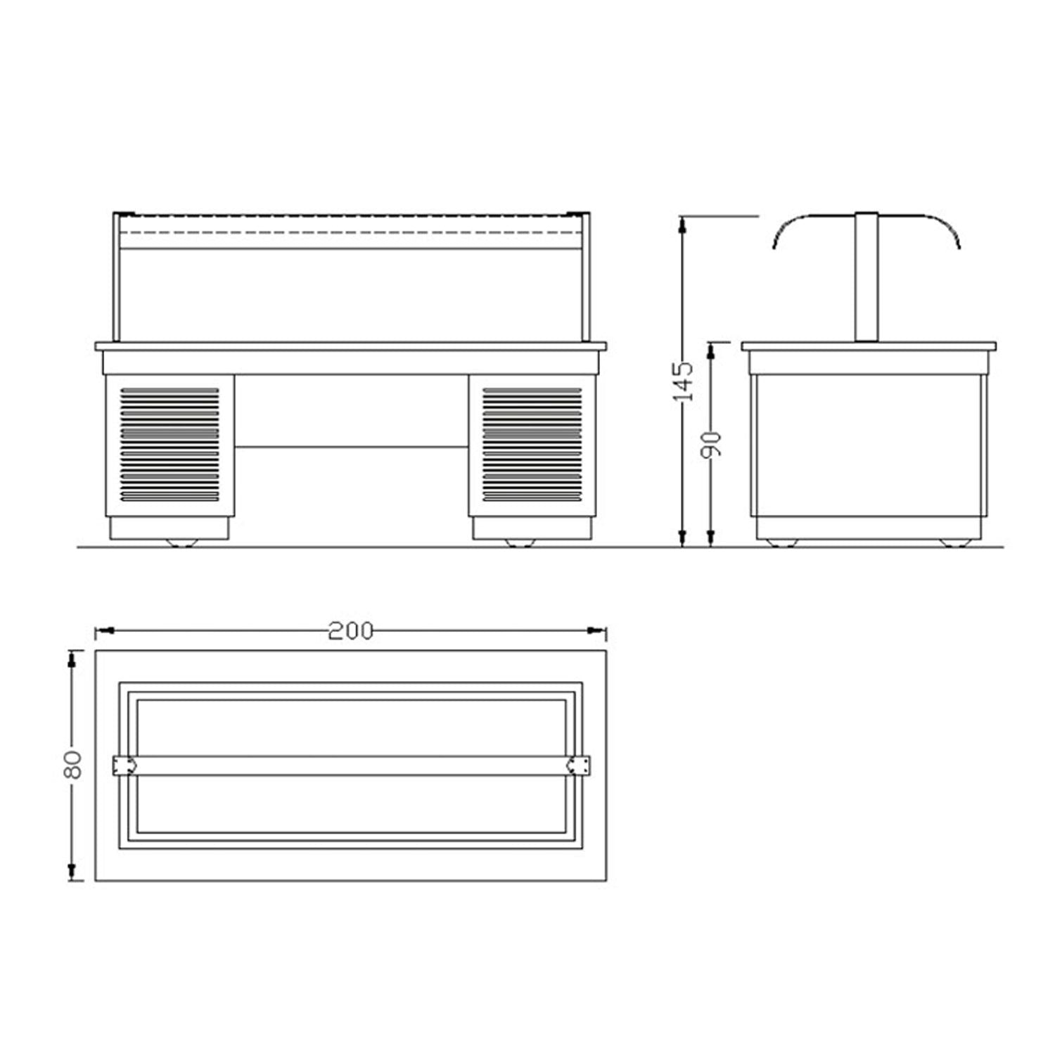 Hot Open Buffet counter dublin - 2000mm- Benmarili & Wheel - 5x Gn for 1/1