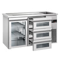 Beer counter premium - 1550x700mm- single glass door and 3 glass drawers