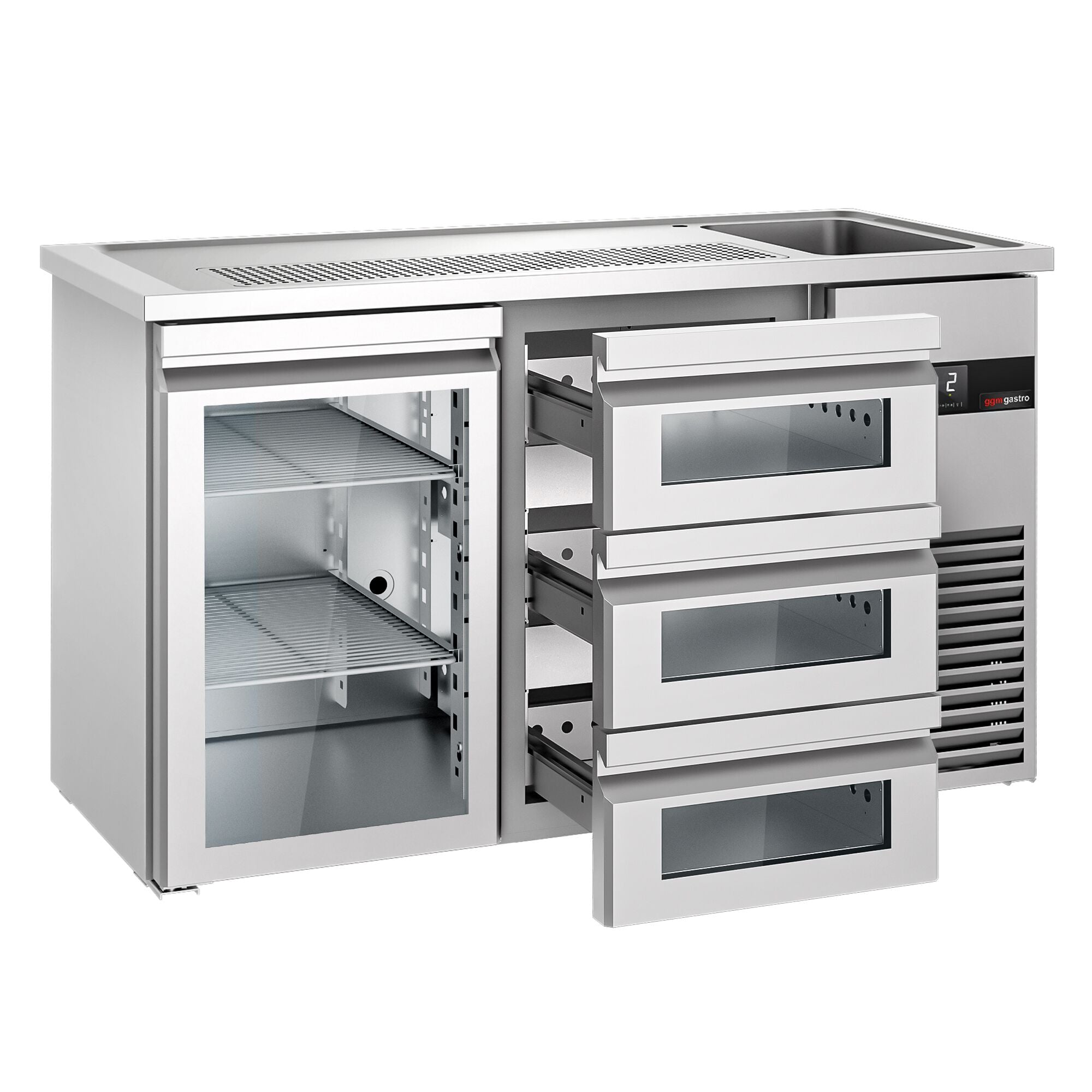 Beer counter premium - 1550x700mm- single glass door and 3 glass drawers