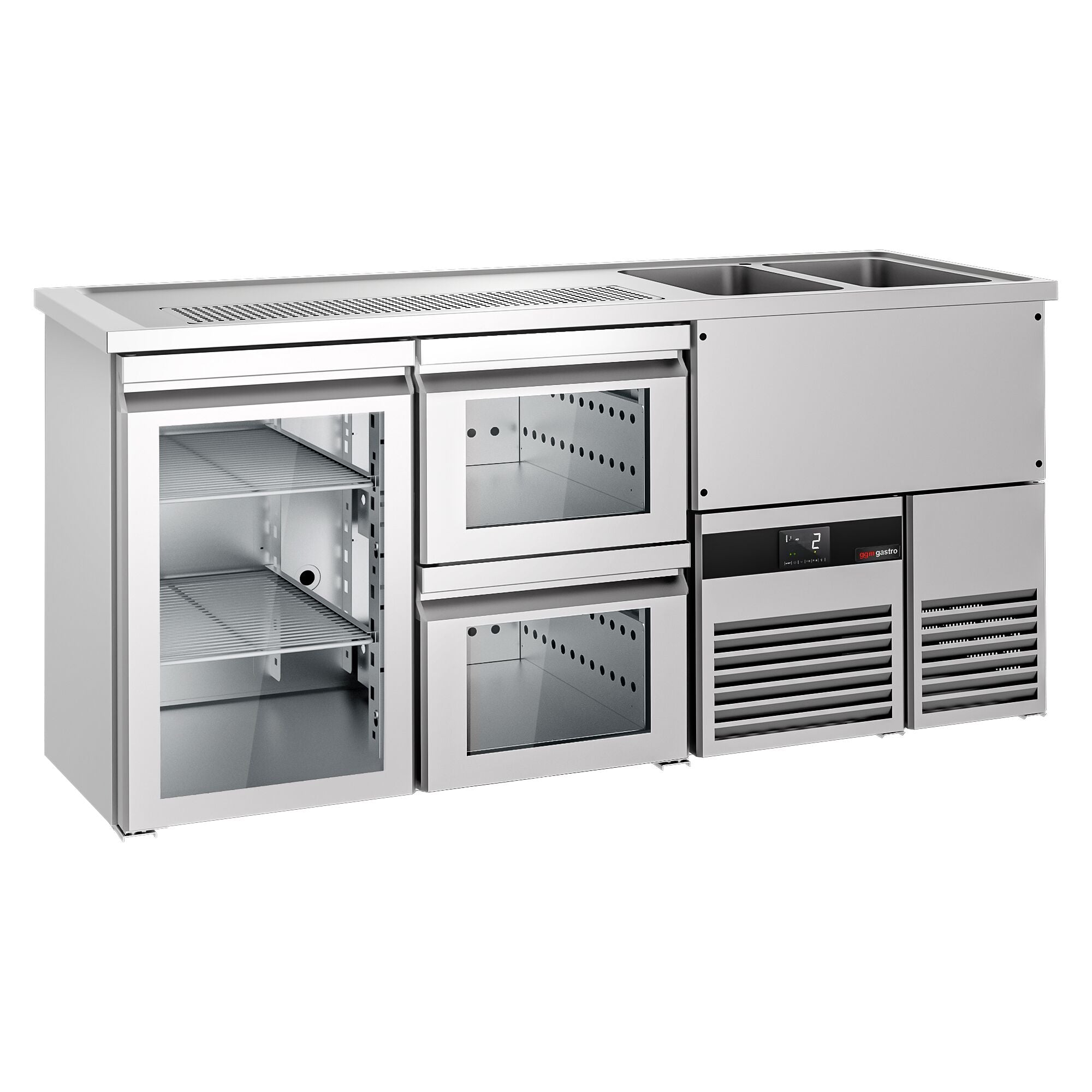 Beer counter premıum - 1950x700mm - 1 glass door and 2 glass drawers