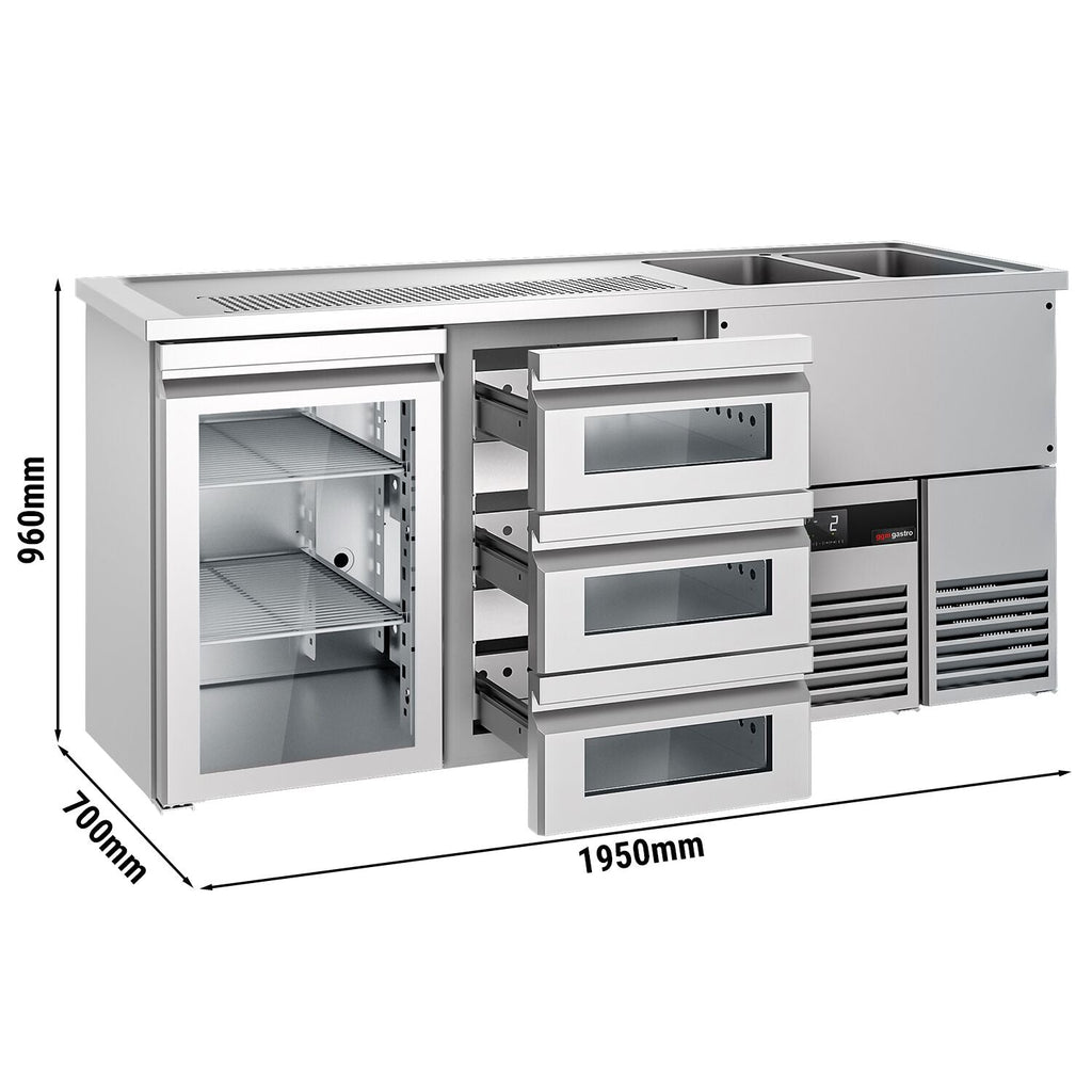 Beer counter premıum - 1950x700mm- 1cam door & 3 glass drawer