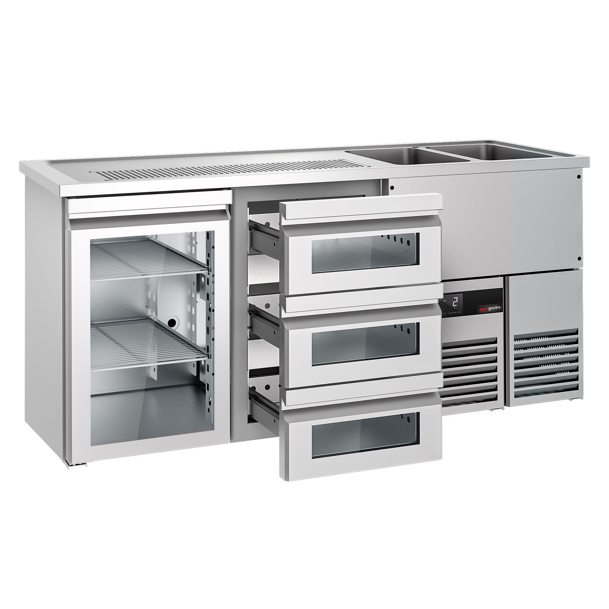 Beer counter premıum - 1950x700mm- 1cam door & 3 glass drawer