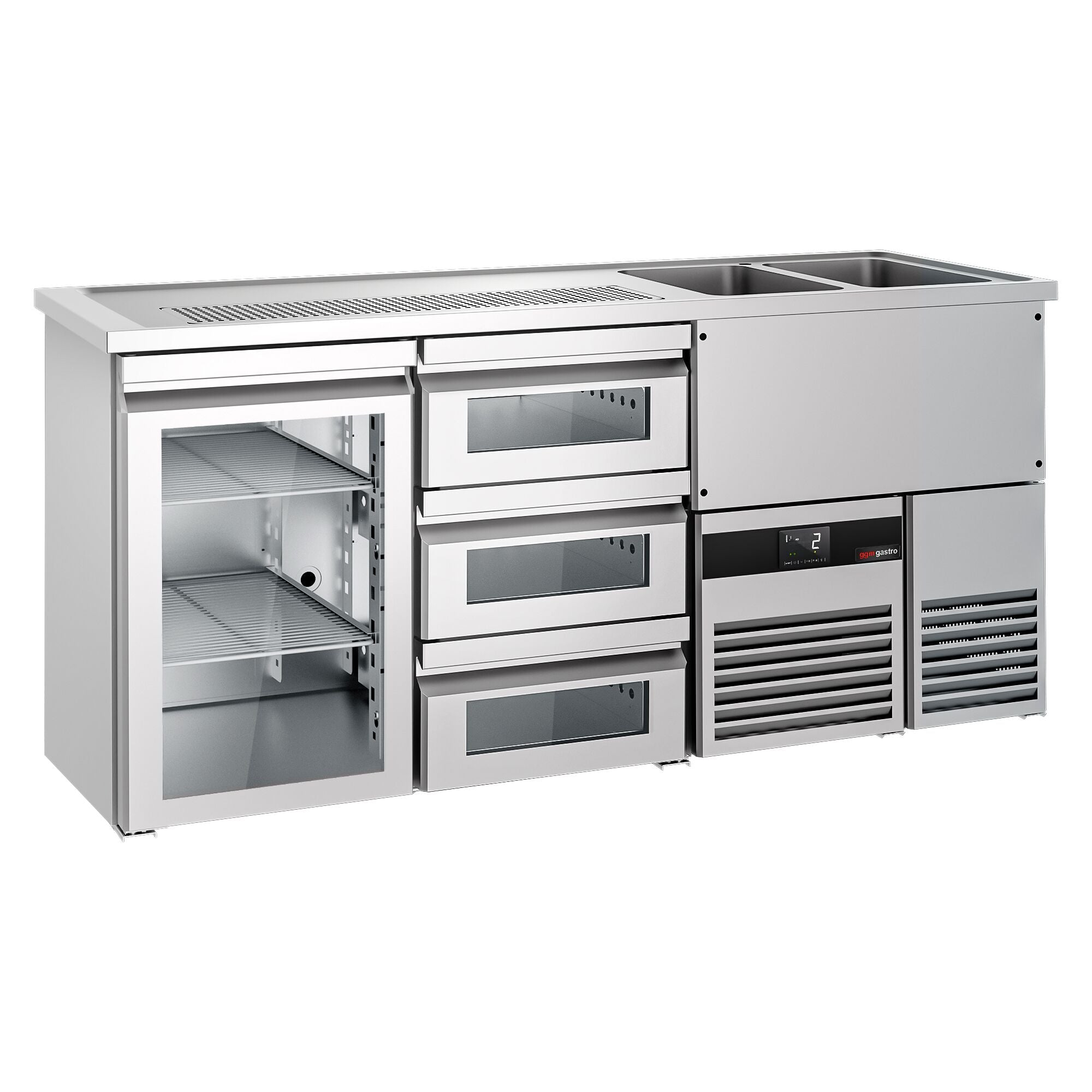 Beer counter premıum - 1950x700mm- 1cam door & 3 glass drawer