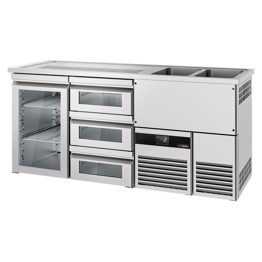 Beer counter premıum - 1950x700mm- 1cam door & 3 glass drawer
