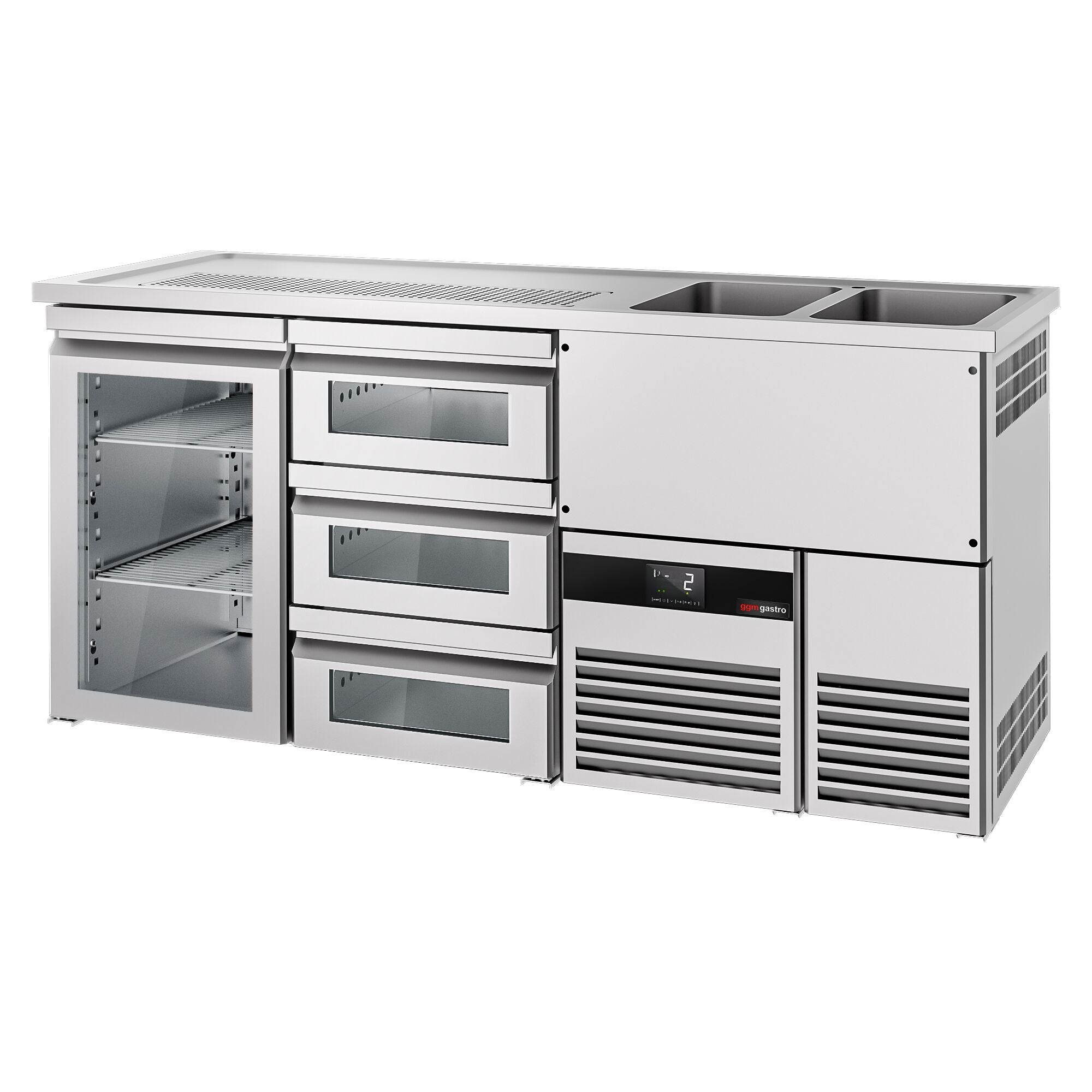 Beer counter premıum - 1950x700mm- 1cam door & 3 glass drawer
