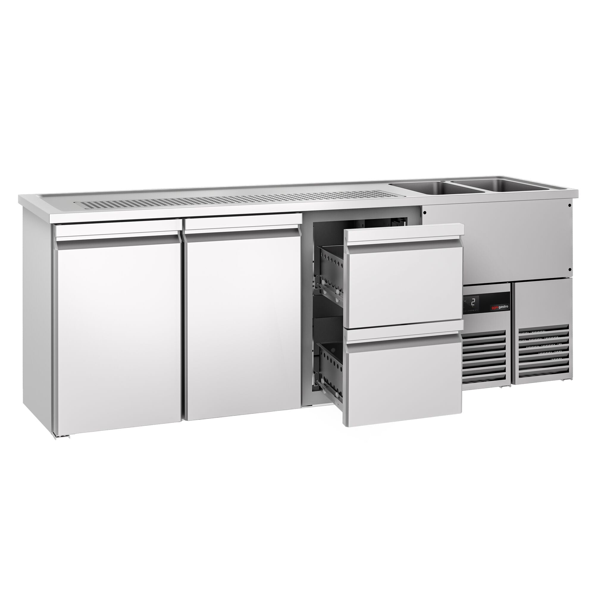 Beer counter premium - 2500x700mm - 2 doors and 2 drawers