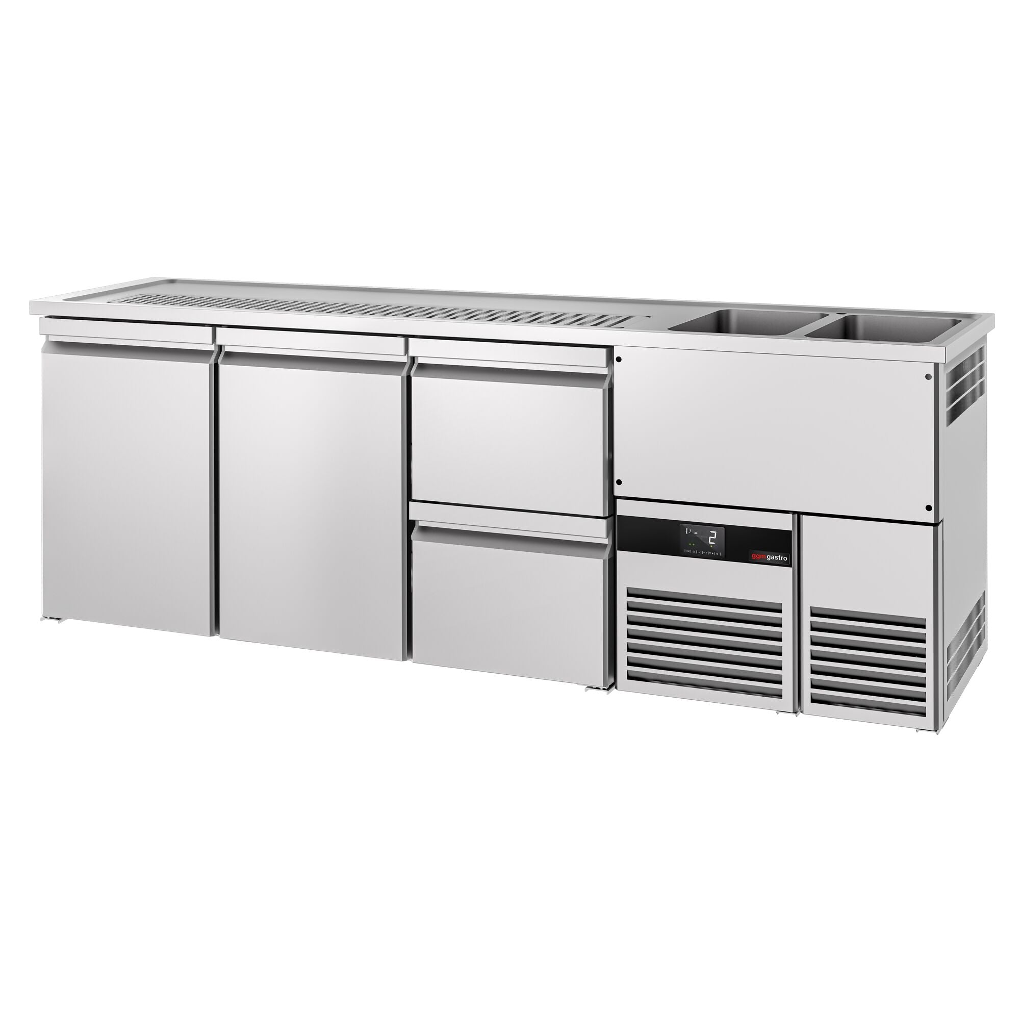 Beer counter premium - 2500x700mm - 2 doors and 2 drawers
