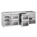 Beer counter premium - 2500x700mm - 1 glass door & 4 glass drawers