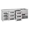 Beer counter premium - 2500x700mm- 1 glass door & 6 glass drawers