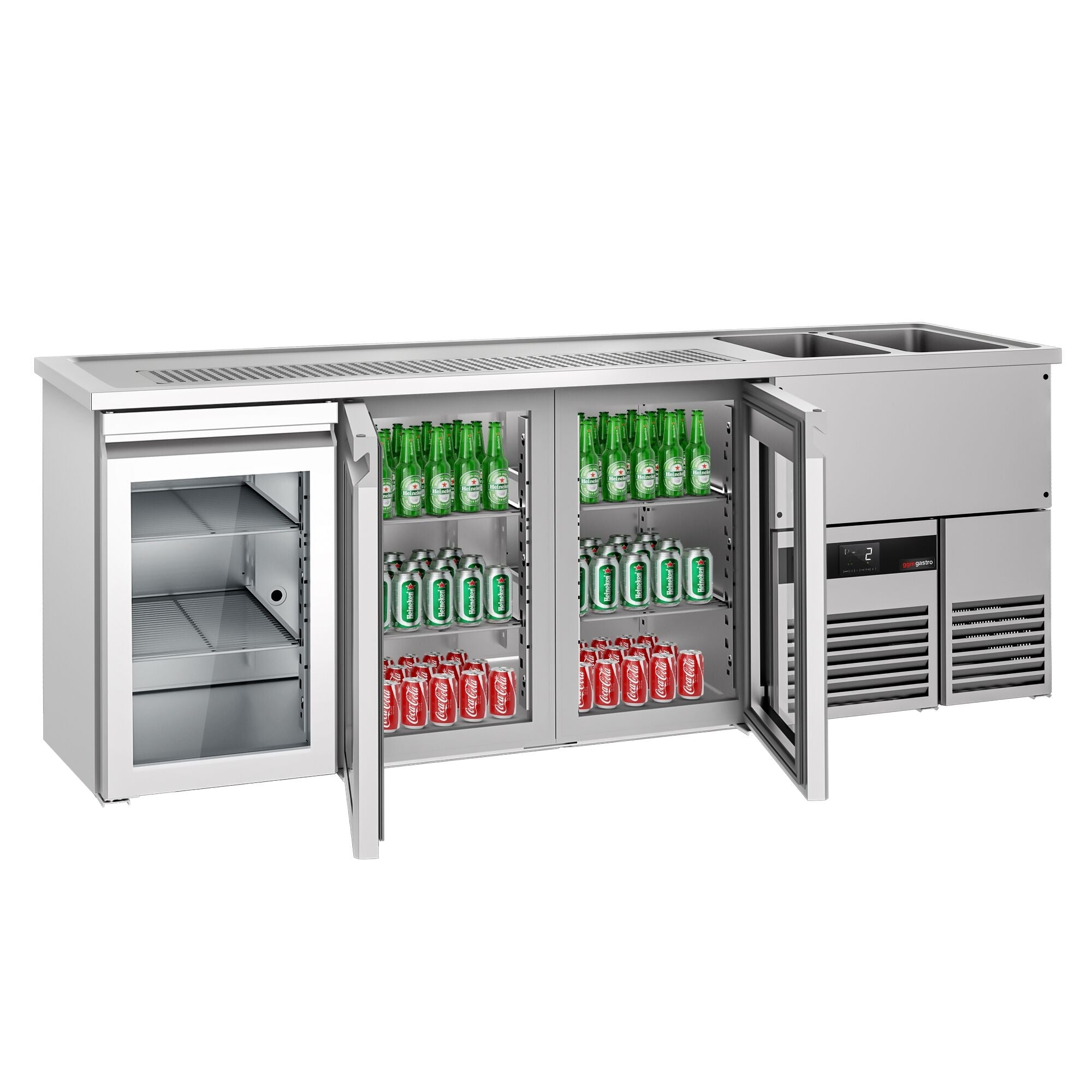Beer counter premıum - 2500x700mm - 3 glass doors