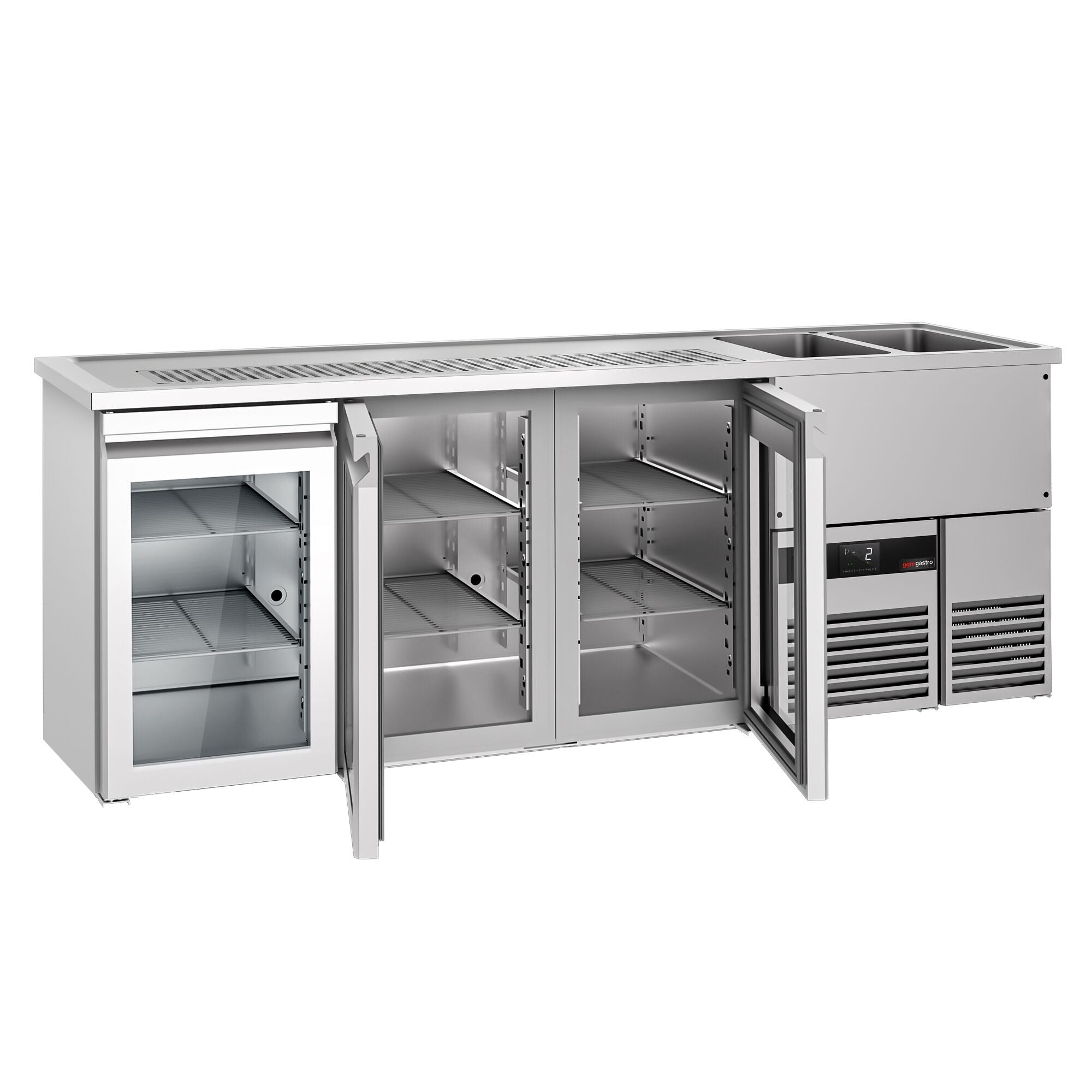 Beer counter premıum - 2500x700mm - 3 glass doors