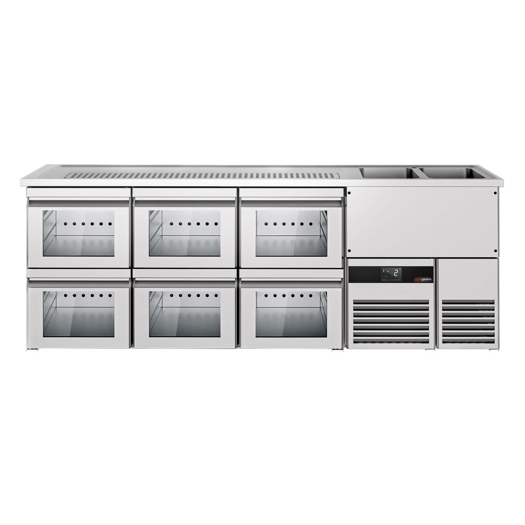 Beer counter premium - 2500x700mm - 6 glass drawers