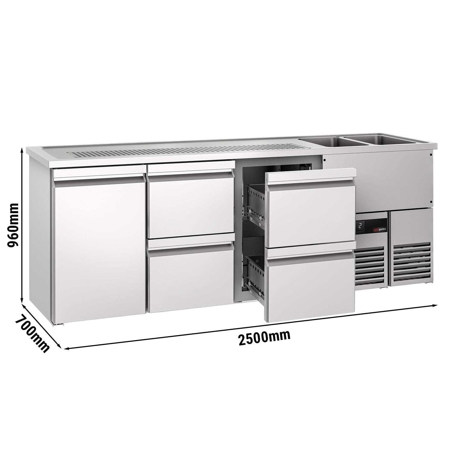 Beer counter premıum - 2500x700mm- 1 door and 4 drawers