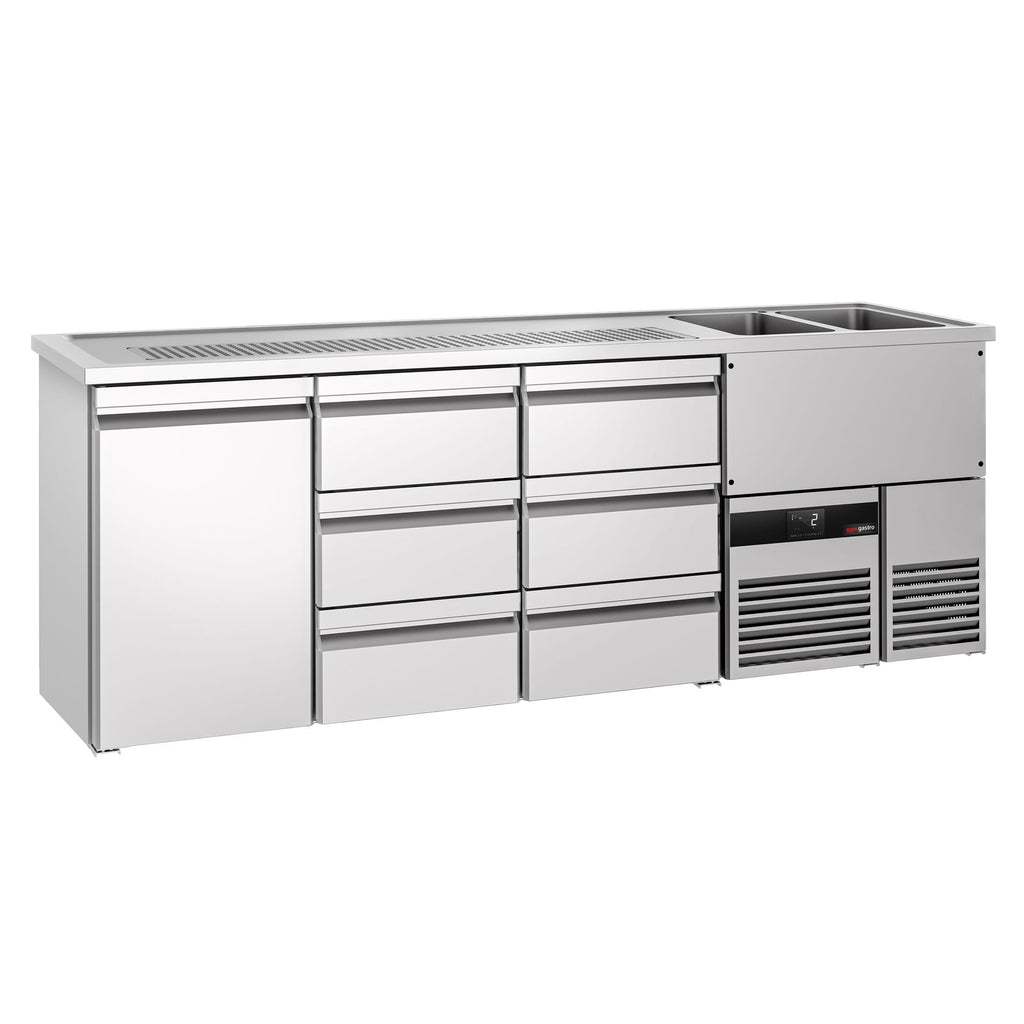 Beer counter premium - 2500x700mm - 1 door and 6 drawers