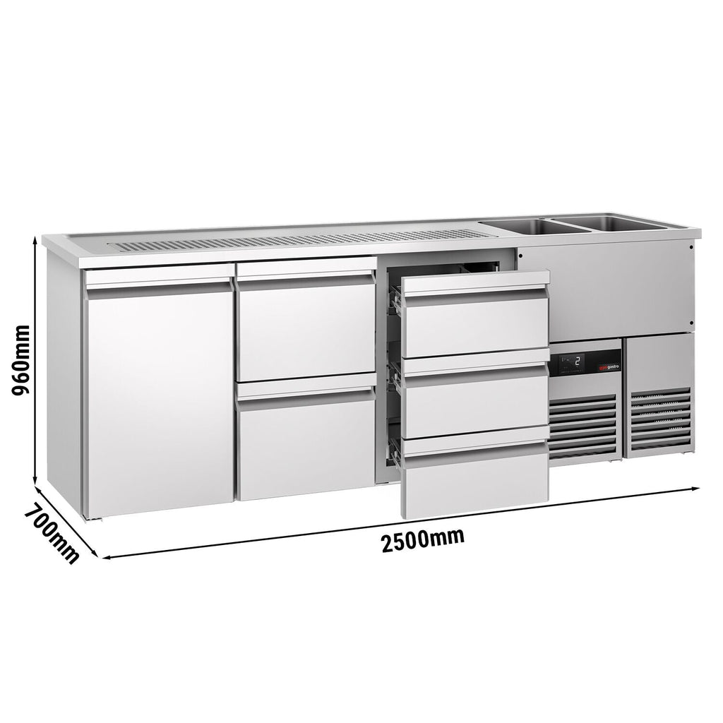 Beer counter premıum - 2500x700mm - 1 door and 5 drawers