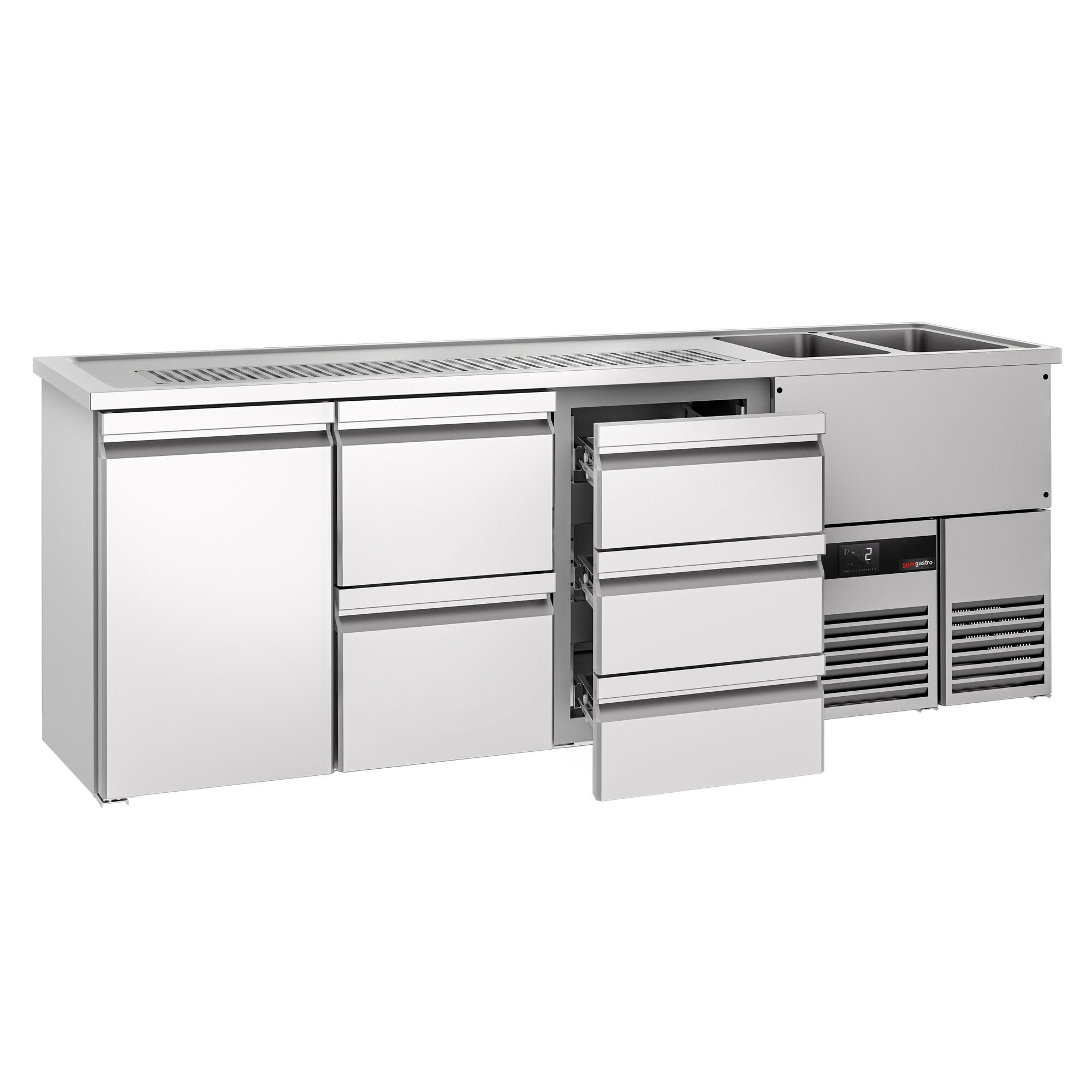 Beer counter premıum - 2500x700mm - 1 door and 5 drawers