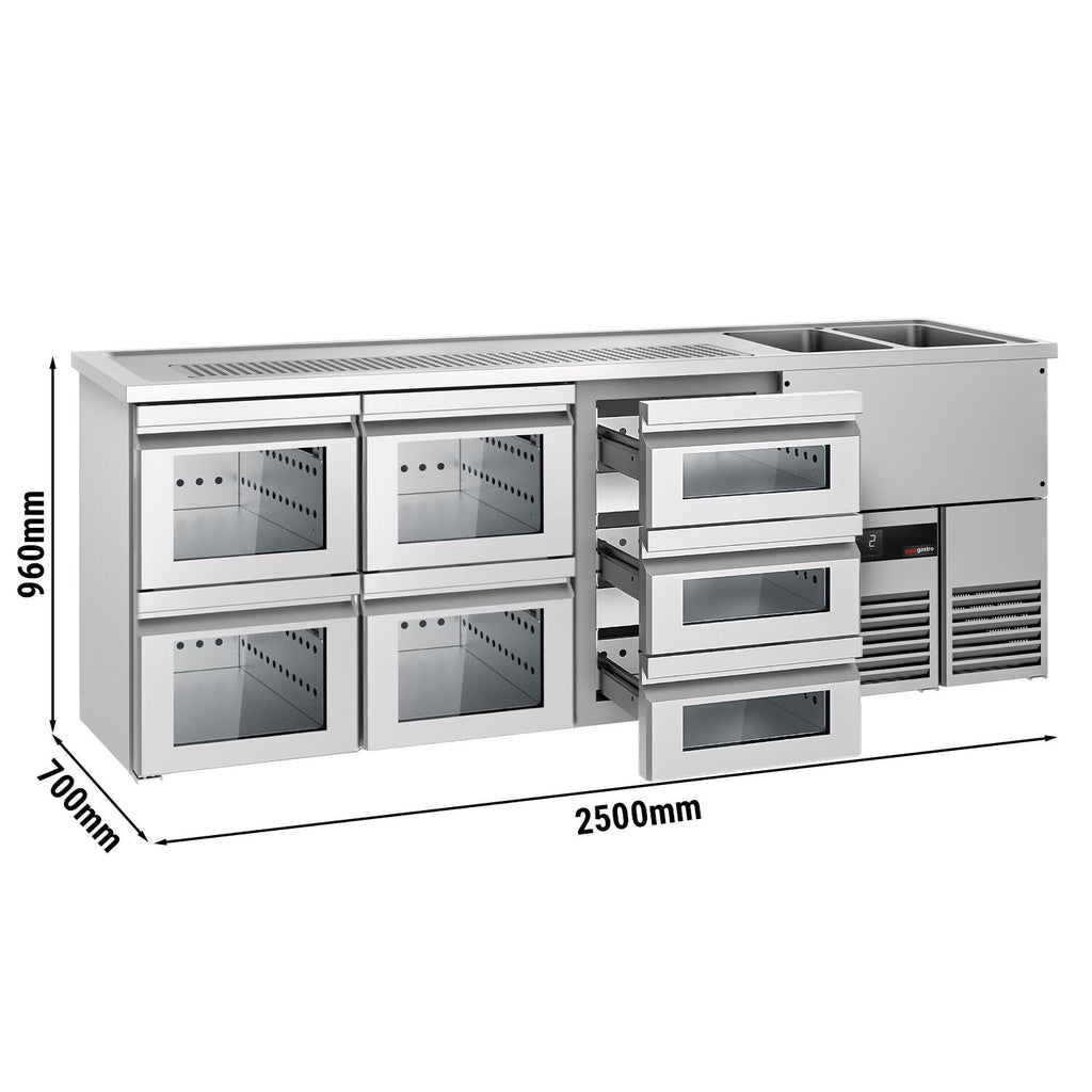 Beer counter premıum - 2500x700mm- 7 glass drawer