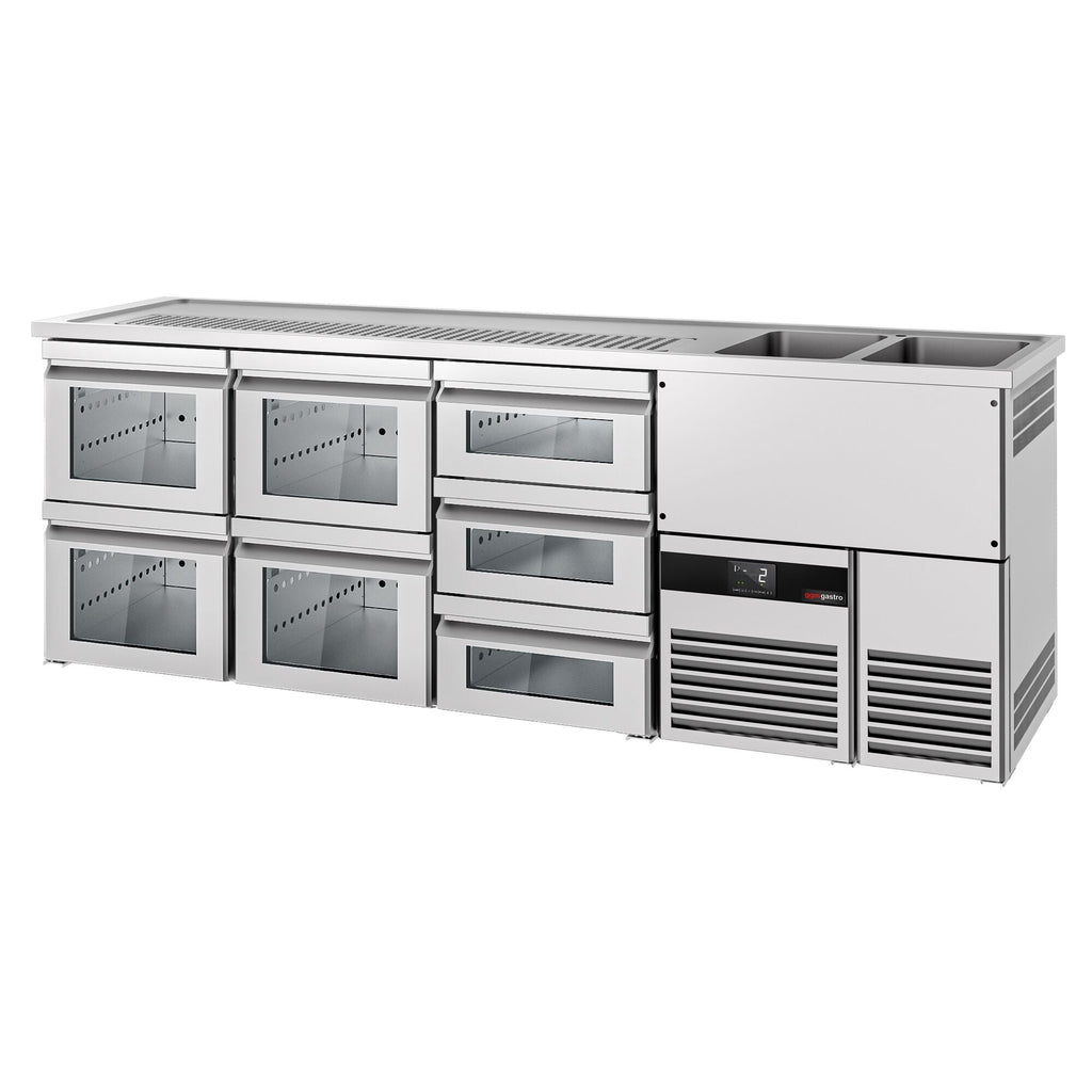 Beer counter premıum - 2500x700mm- 7 glass drawer