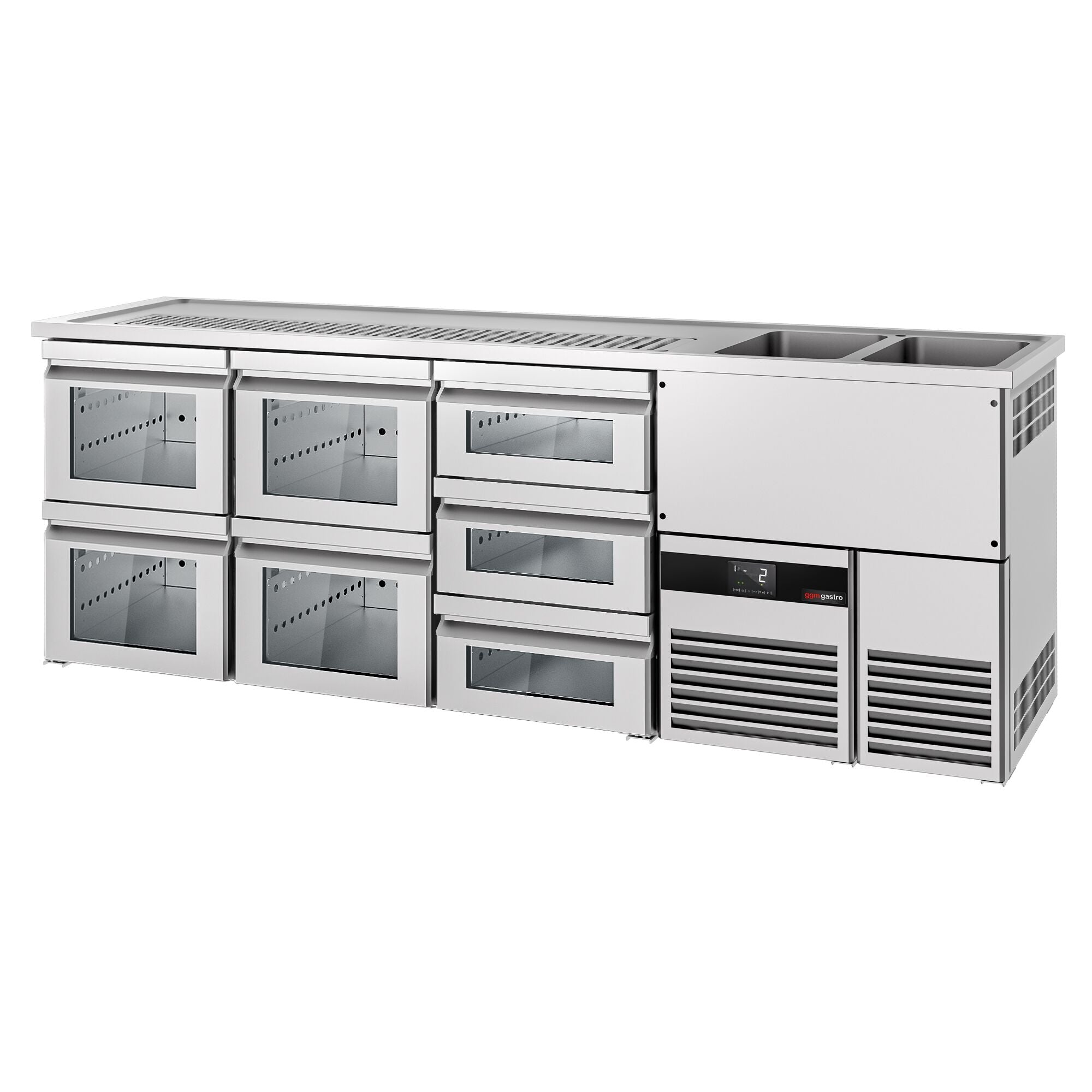 Beer counter premıum - 2500x700mm- 7 glass drawer