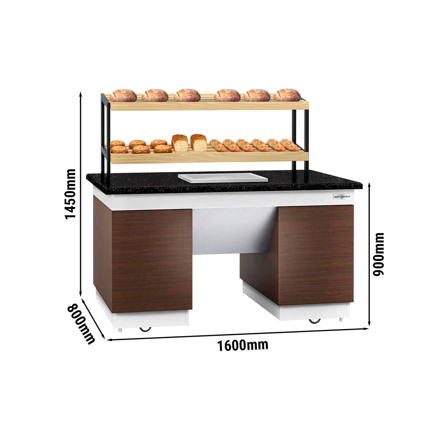Bread Shelf Dublin- 1600mm - Wheel - Black Granite Working Counter