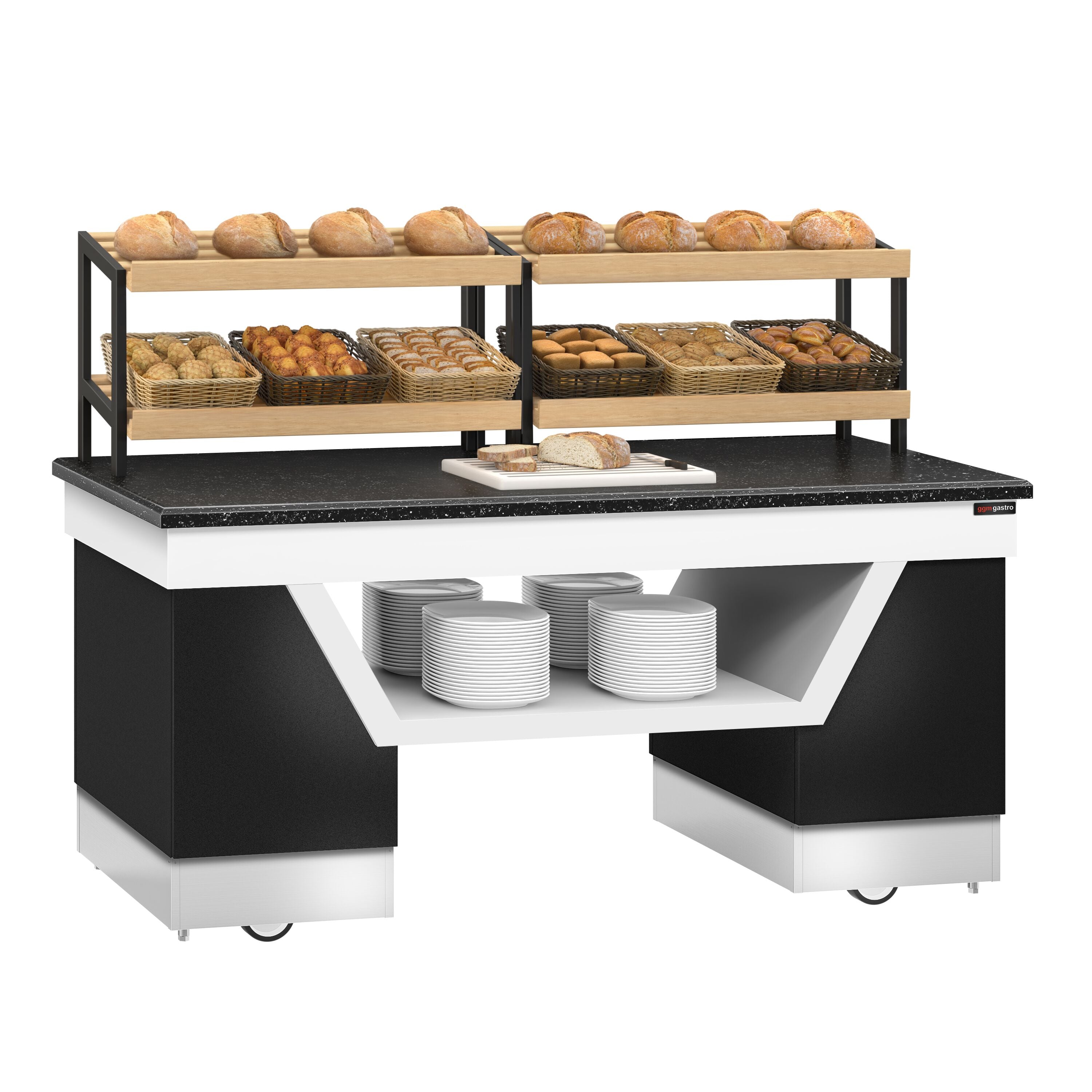 Bread Shelf Belfast - 2000mm - Wheel - Black Granite Working Counter