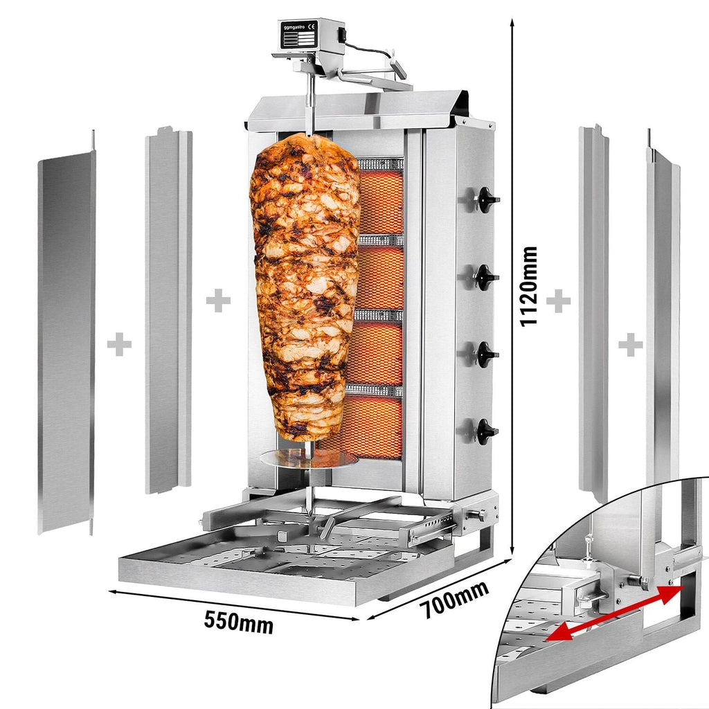 Gasli Doner Quarry - Mobile - 4 Burner - Max. 60 kg - including protective sheet and wings